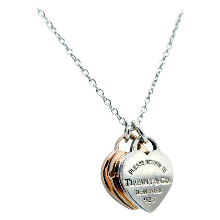 Tiffany & Co. Sterling Silver Mini Double Heart Tag Necklace 