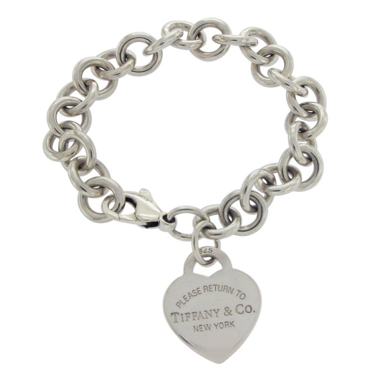 Tiffany and Co. Sterling Silver Return to Tiffany Heart Charm Bracelet ...
