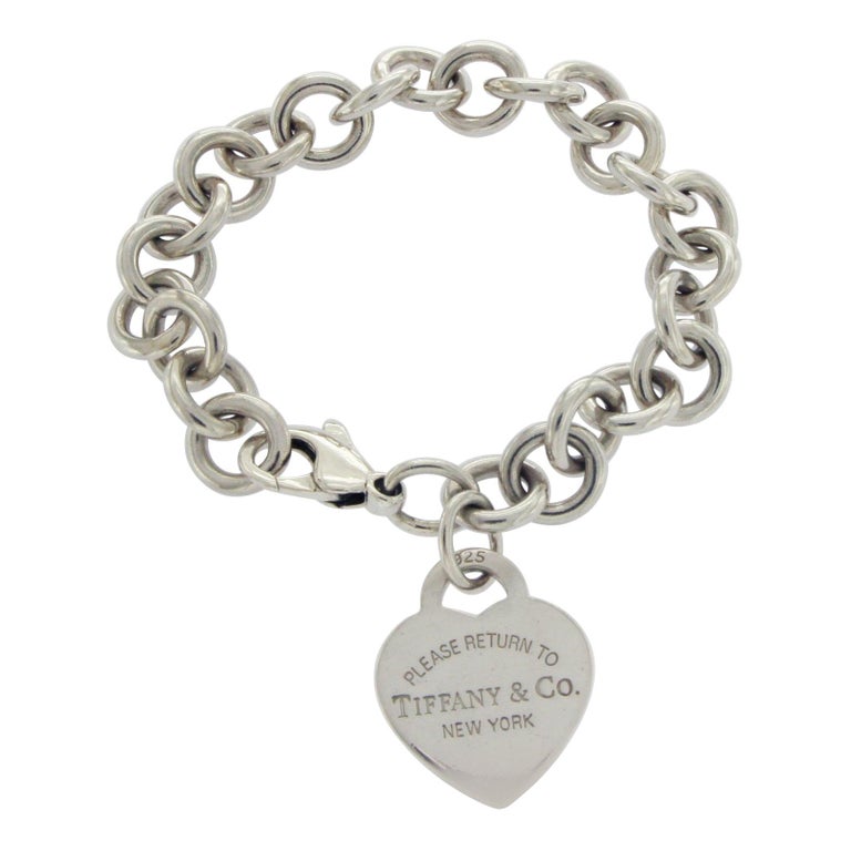 Tiffany and Co. Sterling Silver Return to Tiffany Heart Charm Bracelet ...