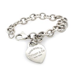 Tiffany 
Co Sterling Silver Return to Tiffany Heart Tag Charm Bracelet 32.72g