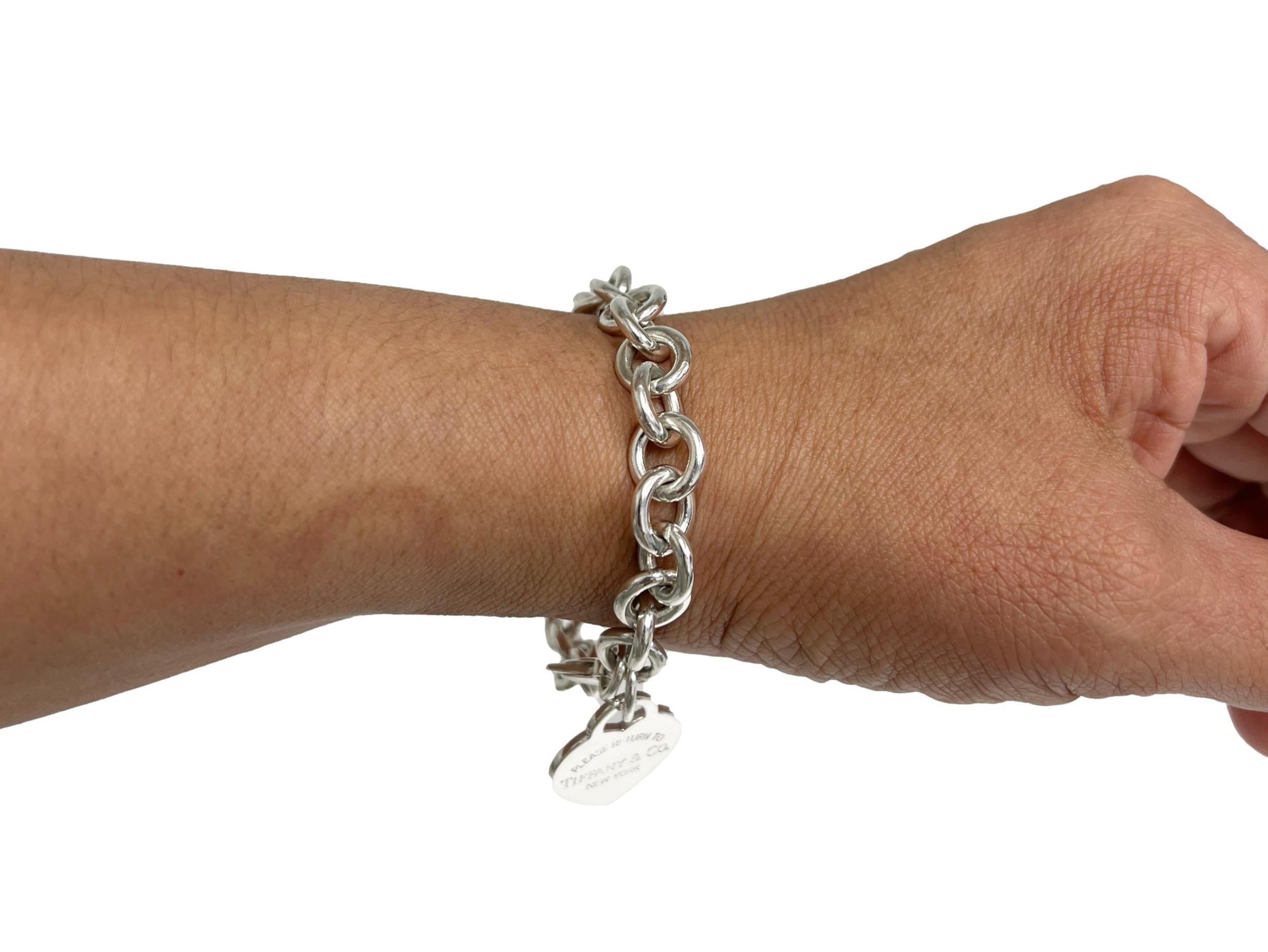 Tiffany & Co. Sterling Silver Return to Tiffany Heart Tag Charm Link Bracelet 1