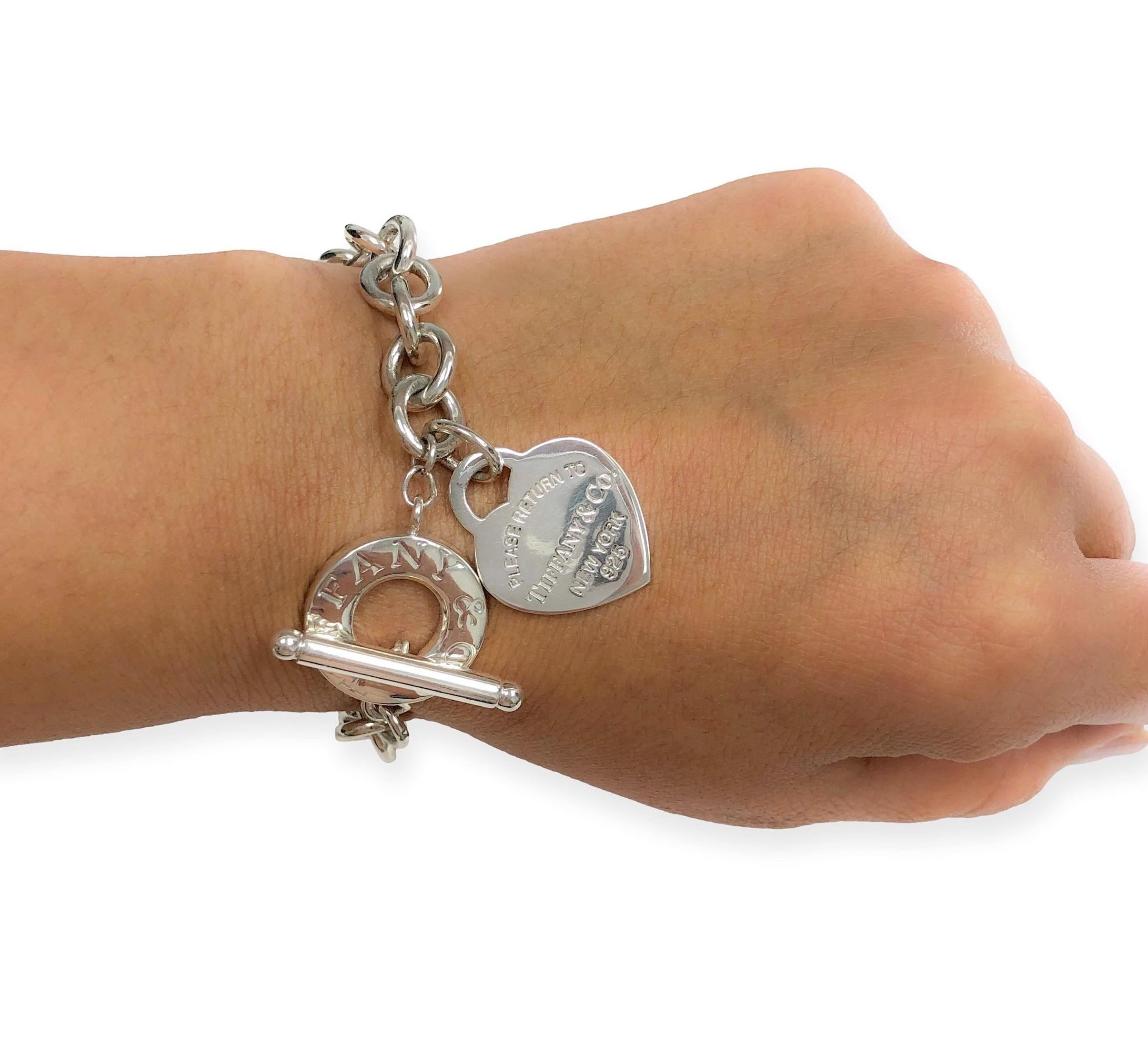 tiffany armband mit herzanhänger und knebelverschluss