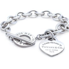 Tiffany & Co. Sterling Silber Rückkehr zu Tiffany Herz Tag Toggle Armband 33.29g