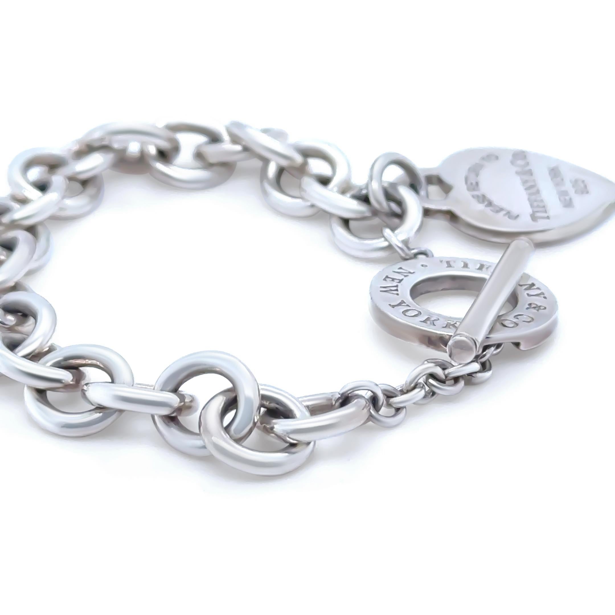 Tiffany & Co. Sterling Silber Rückkehr zu Tiffany Herz Tag Toggle Armband 33.29g im Zustand „Hervorragend“ im Angebot in SYDNEY, NSW