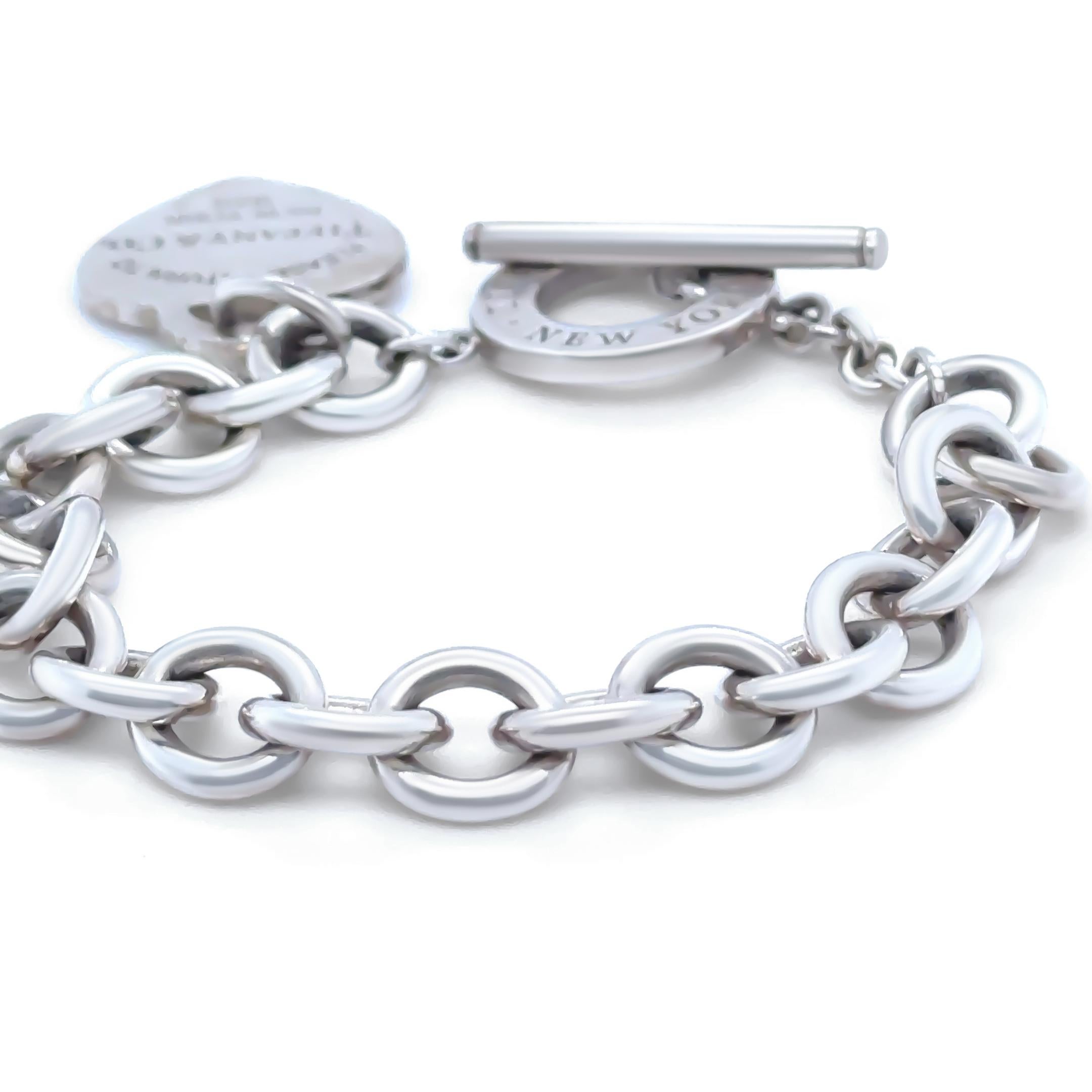 Tiffany & Co. Sterling Silber Rückkehr zu Tiffany Herz Tag Toggle Armband 33.29g Damen im Angebot