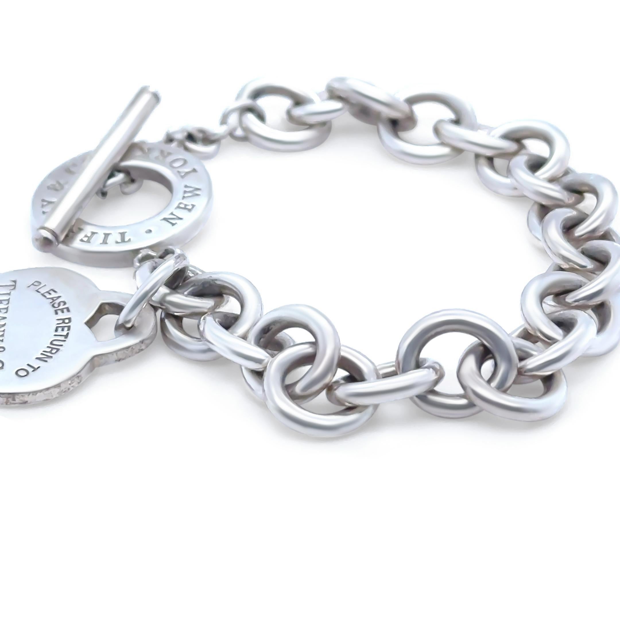 Tiffany & Co. Sterling Silber Rückkehr zu Tiffany Herz Tag Toggle Armband 33.29g im Angebot 1