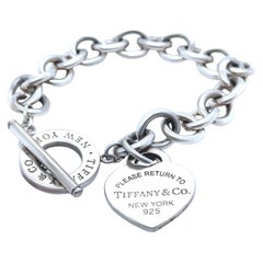 Tiffany & Co. Sterling Silver Return to Tiffany Heart Tag Toggle Bracelet 33.29g