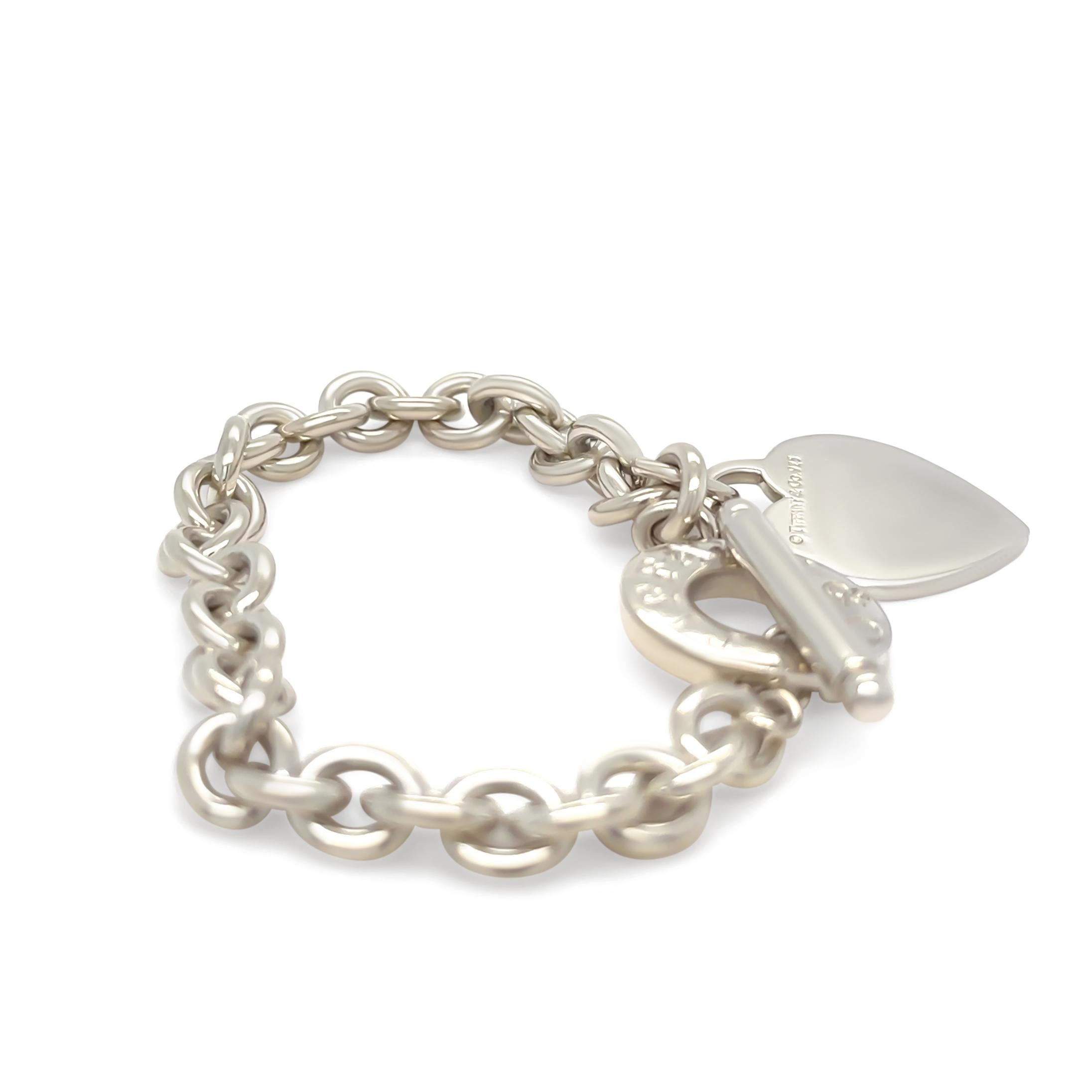Women's Tiffany & Co. Sterling Silver Return to Tiffany Heart Tag Toggle Bracelet 38.51g