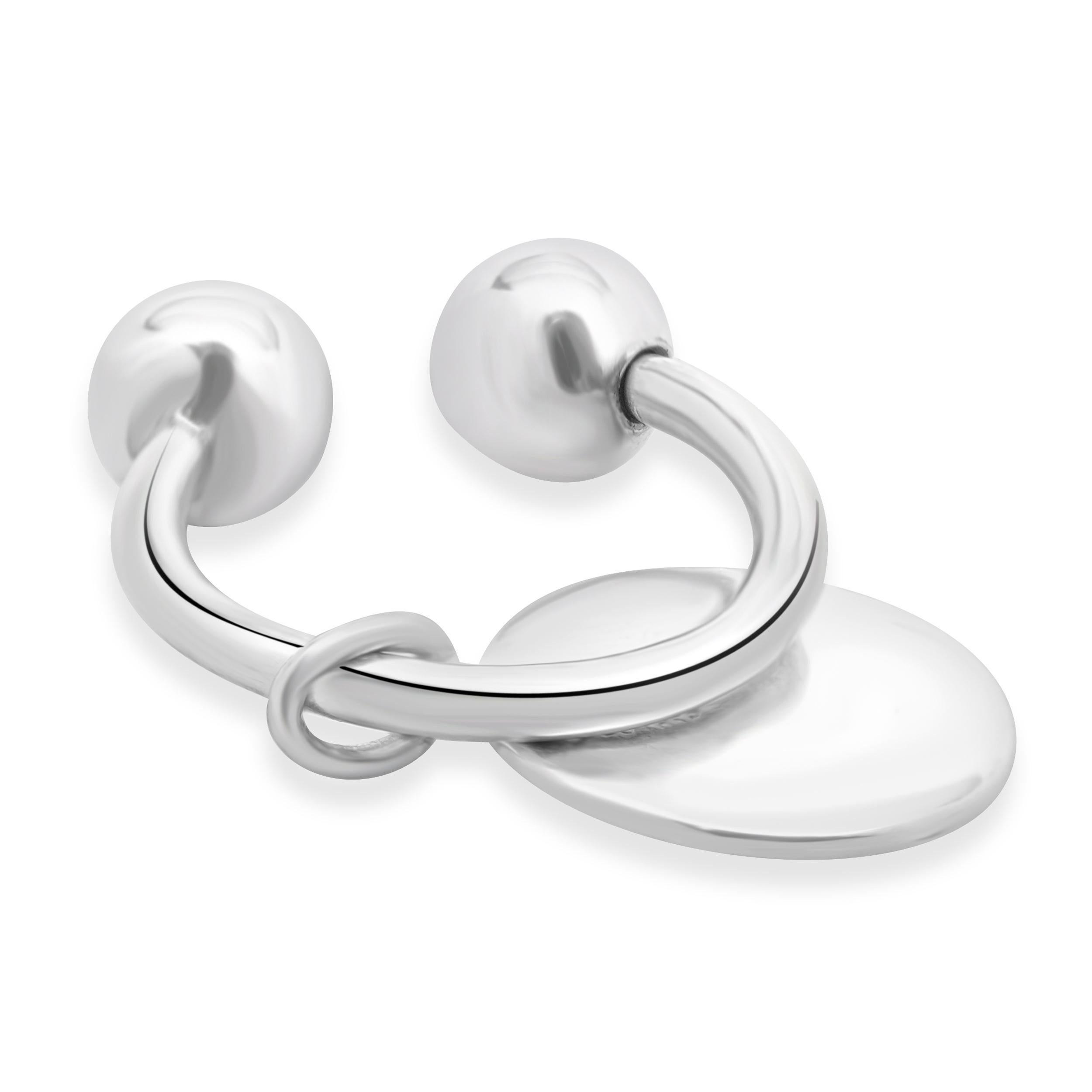 Designer: Tiffany & Co. 
Material: sterling silver
Dimensions: key ring measures 28 x 26mm
Weight: 9.88 grams