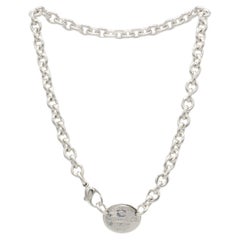 Tiffany & Co. Plata de Ley Vuelta a Tiffany NY Collar de cadena de eslabones con etiqueta ovalada