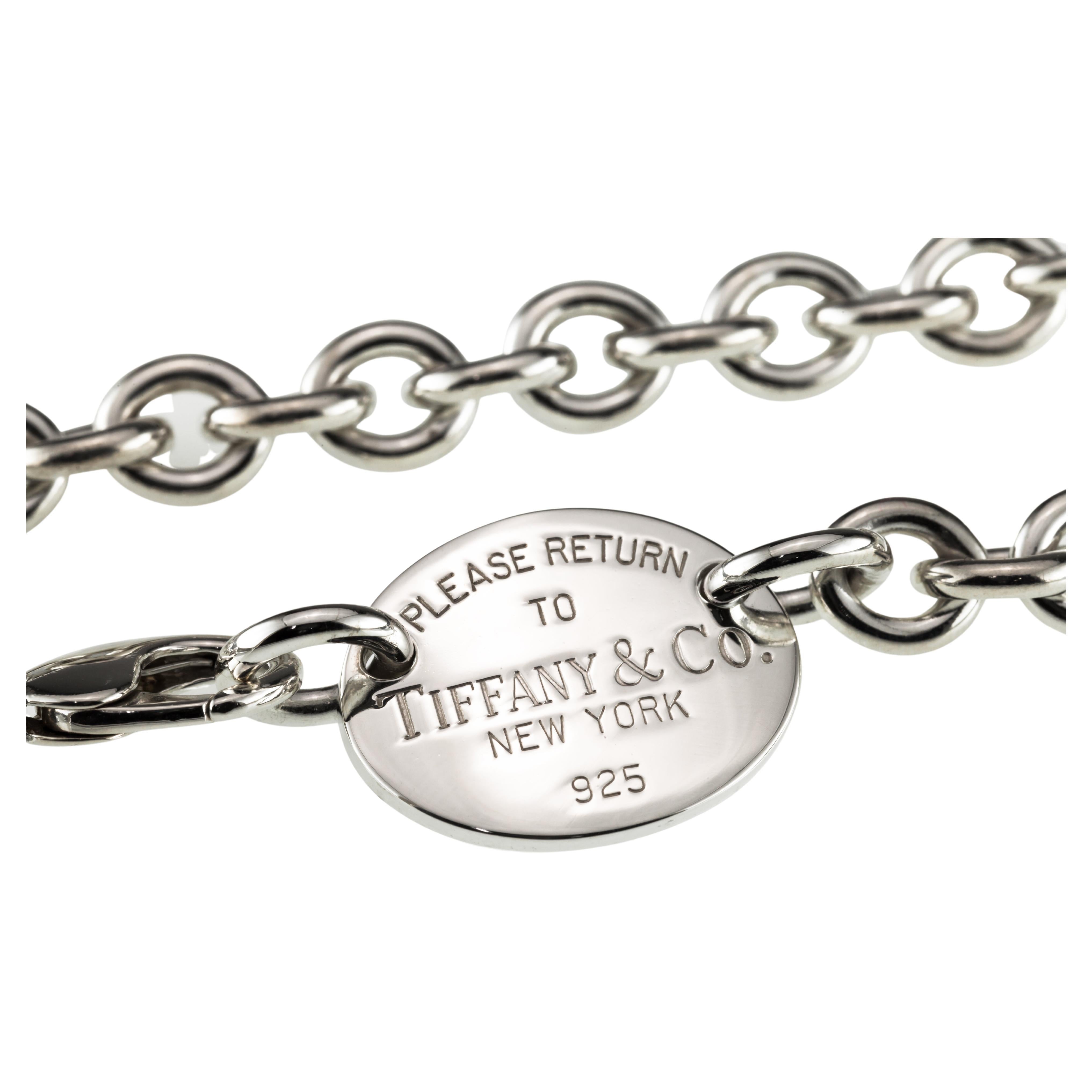 Tiffany & Co. Sterling Silver "Return to Tiffany" Oval Tag Charm Necklace