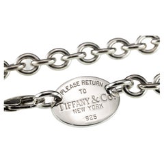 Tiffany & Co. Sterling Silver "Return to Tiffany" Oval Tag Charm Necklace