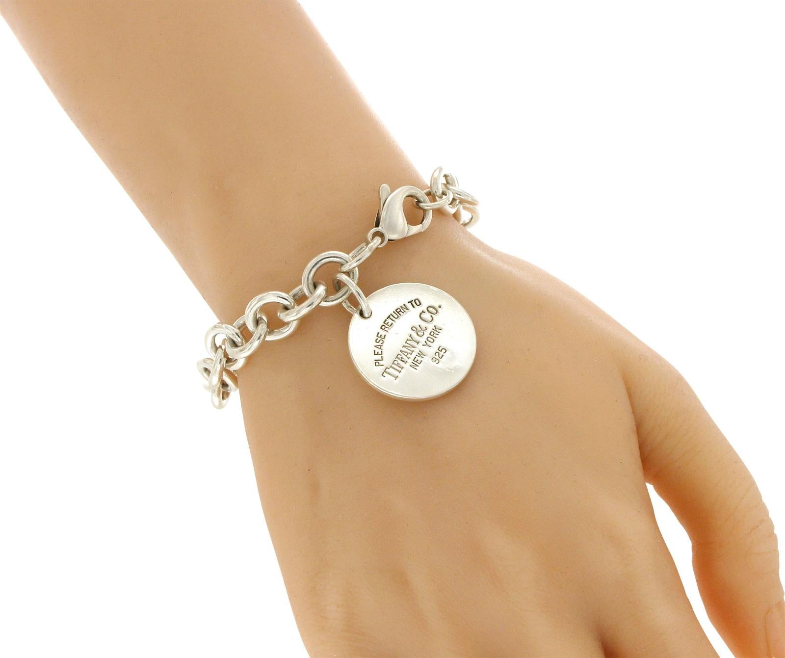 Tiffany & Co. Sterling Silver Return to Tiffany Round Charm Bracelet In Excellent Condition In Los Angeles, CA