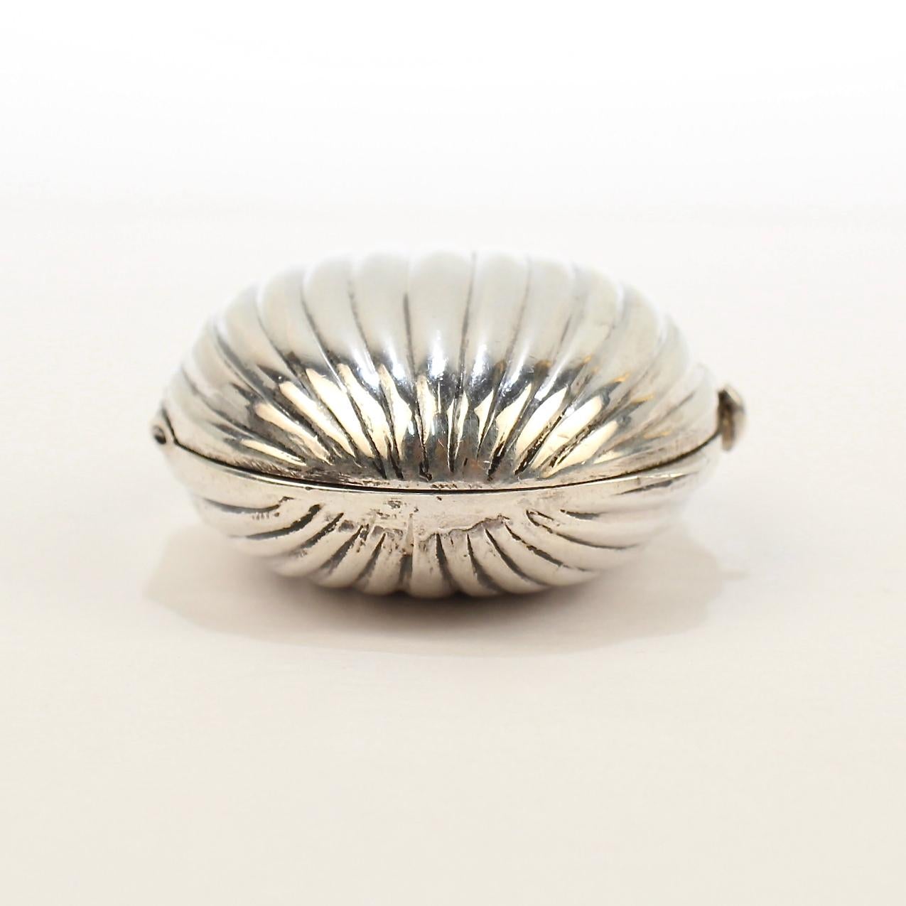 Modern Tiffany & Co. Sterling Silver Ribbed Pill Box from the Mario Buatta Collection