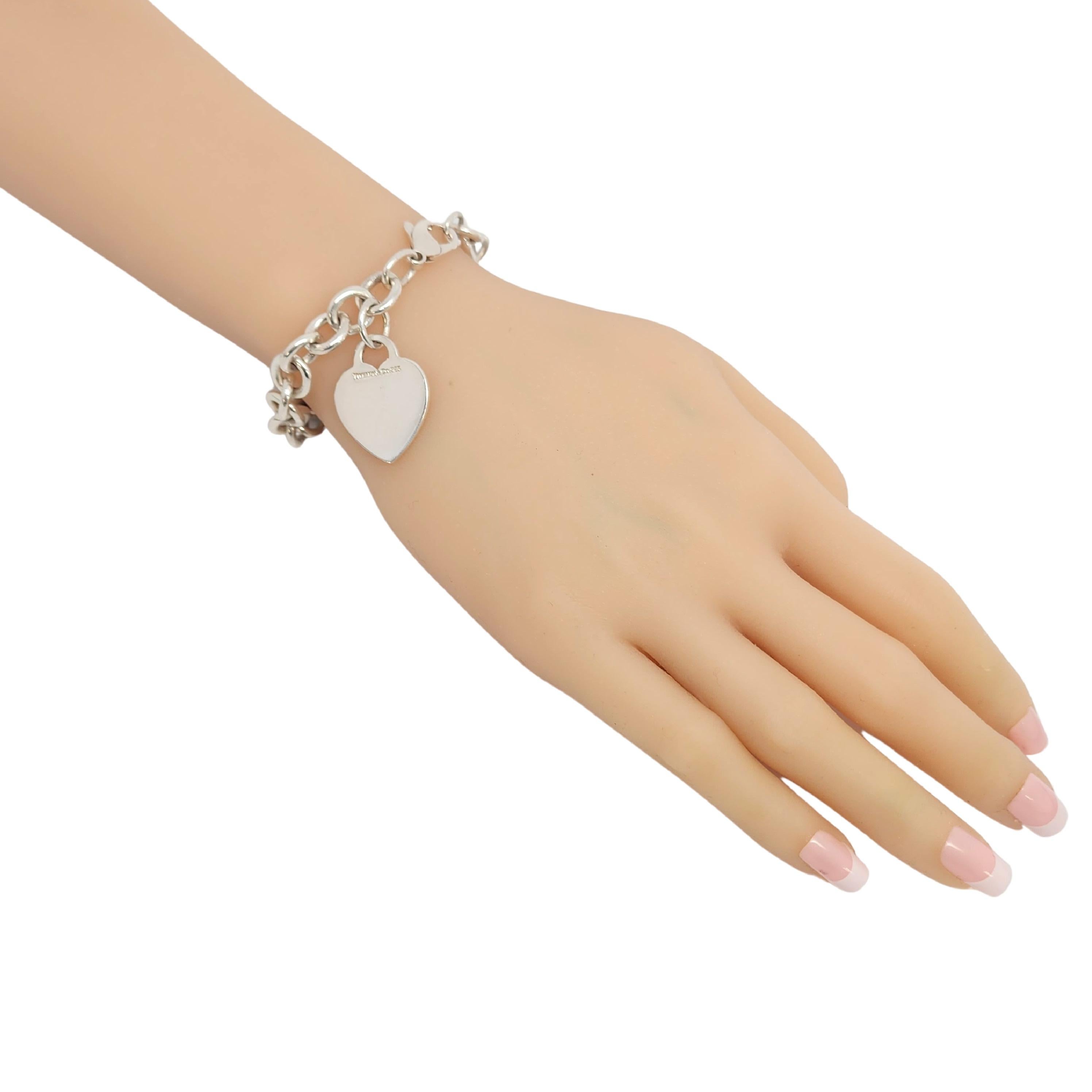 Tiffany & Co. Sterling Silver Rolo Link Bracelet Blank Heart Tag 3