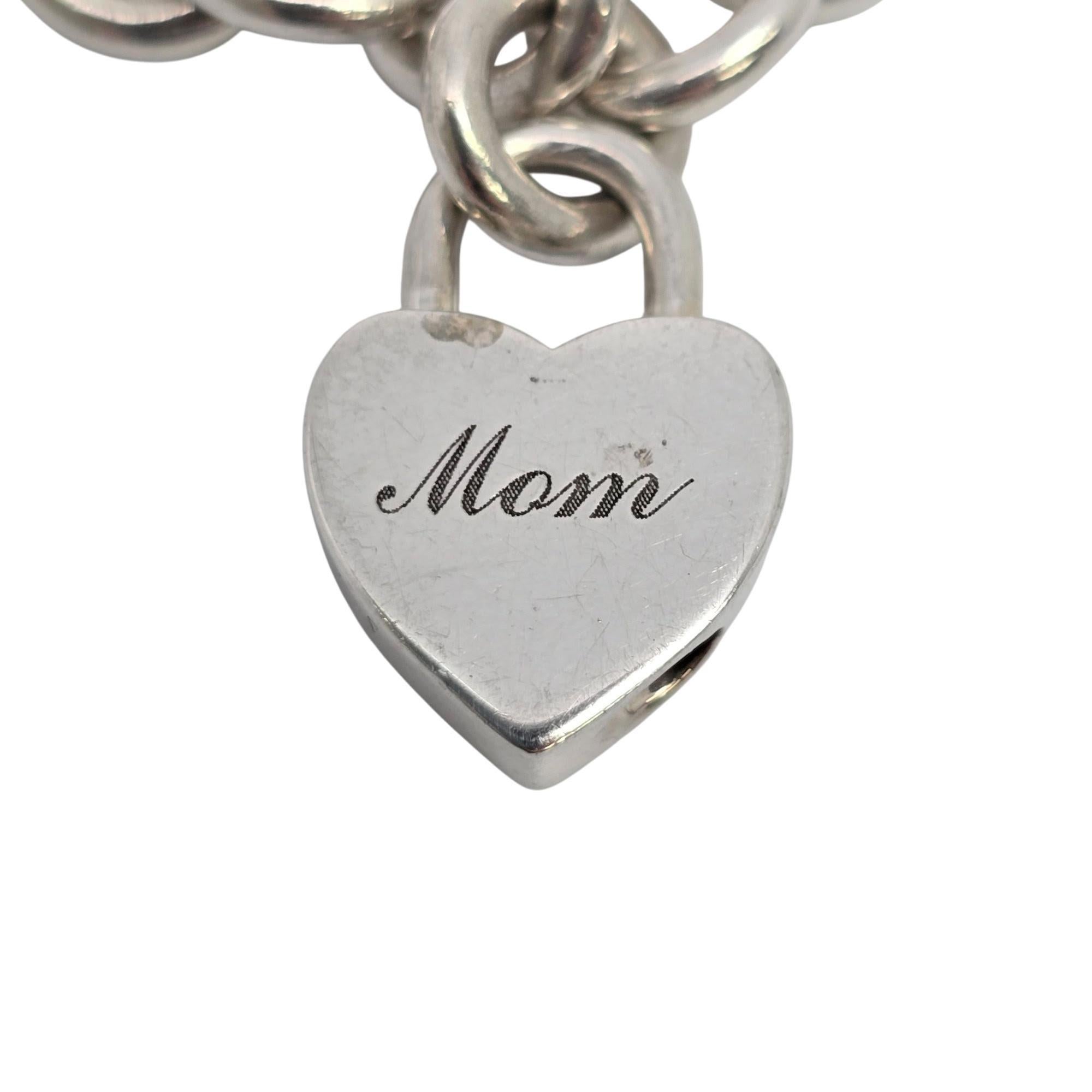 Sterling silver rolo link bracelet with 