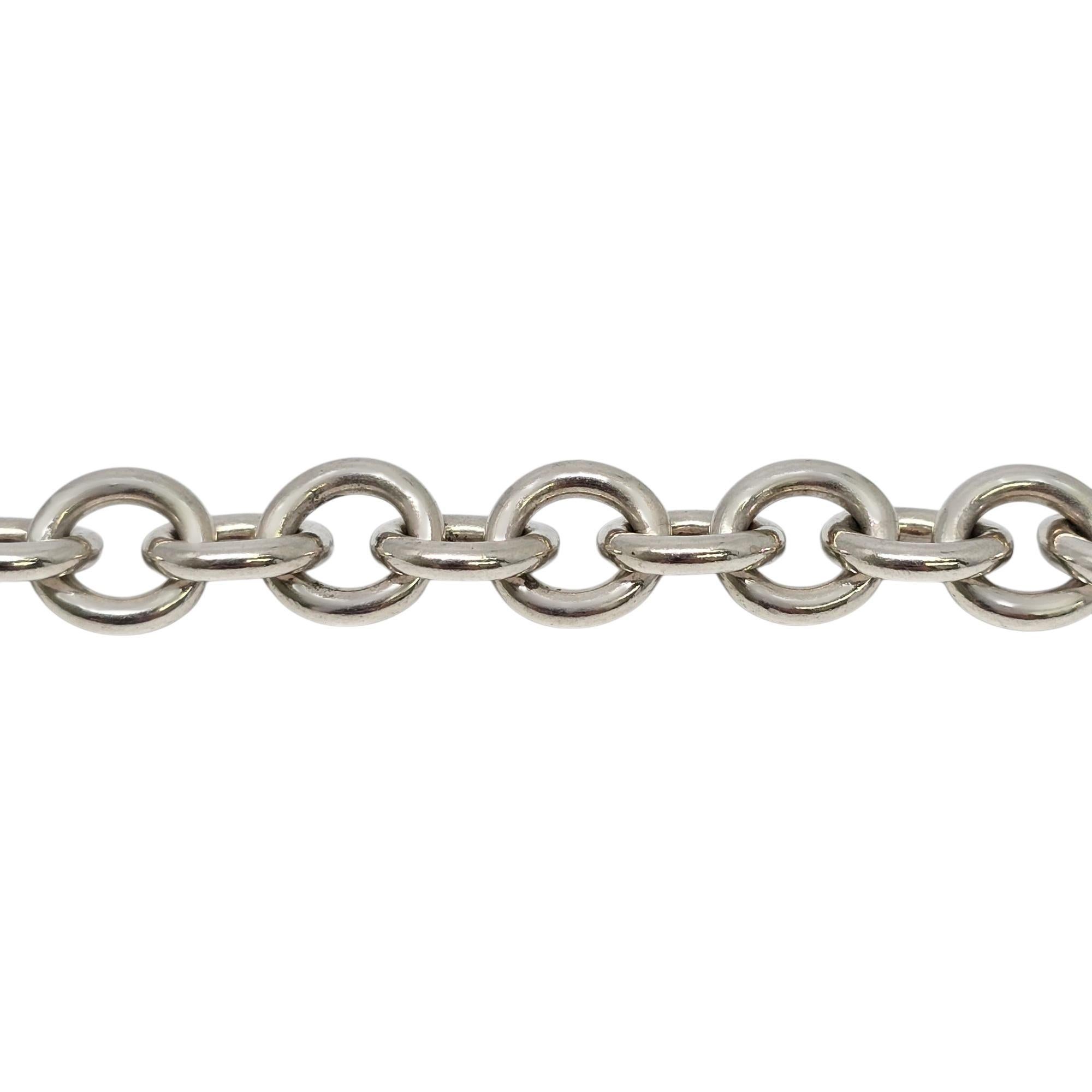 Tiffany & Co Sterling Silver Rolo Link Bracelet w/Mom Heart Padlock Charm #21924 1