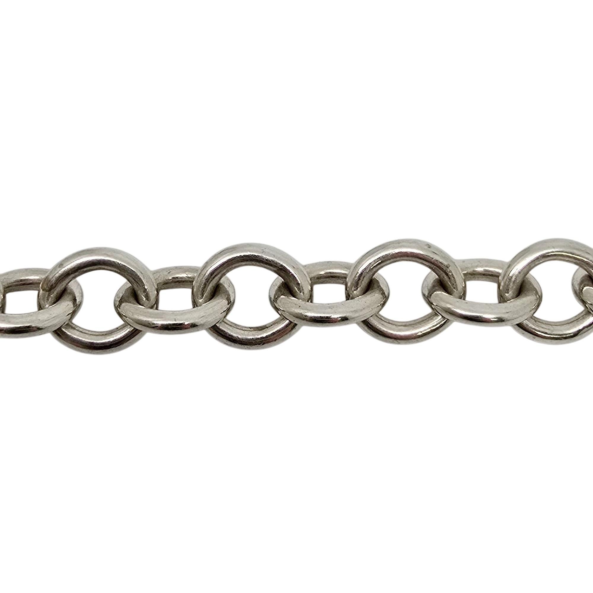 Tiffany & Co Sterling Silver Rolo Link Heart Clasp Bracelet #21923 Bon état - En vente à Washington Depot, CT