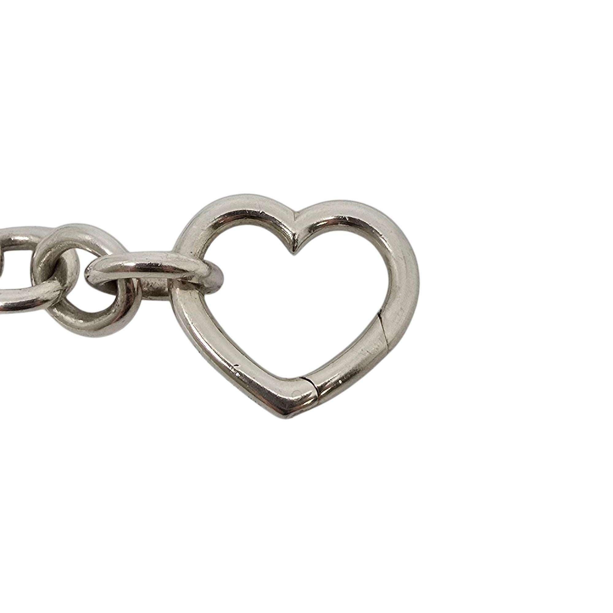 Tiffany & Co Sterling Silver Rolo Link Heart Clasp Bracelet #21923 Pour femmes en vente