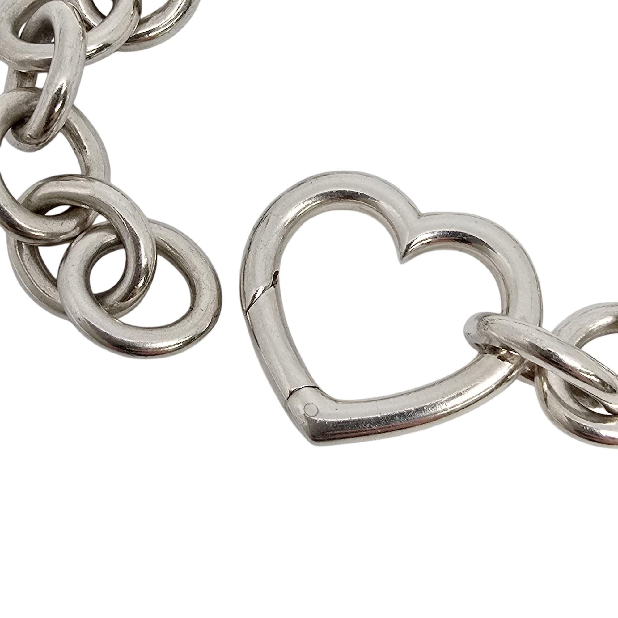 Tiffany & Co Sterling Silver Rolo Link Heart Clasp Bracelet #21923 en vente 2