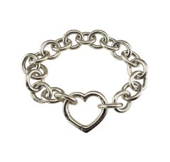 Tiffany & Co. Sterling Silver Rolo Link Heart Clasp Bracelet #23010