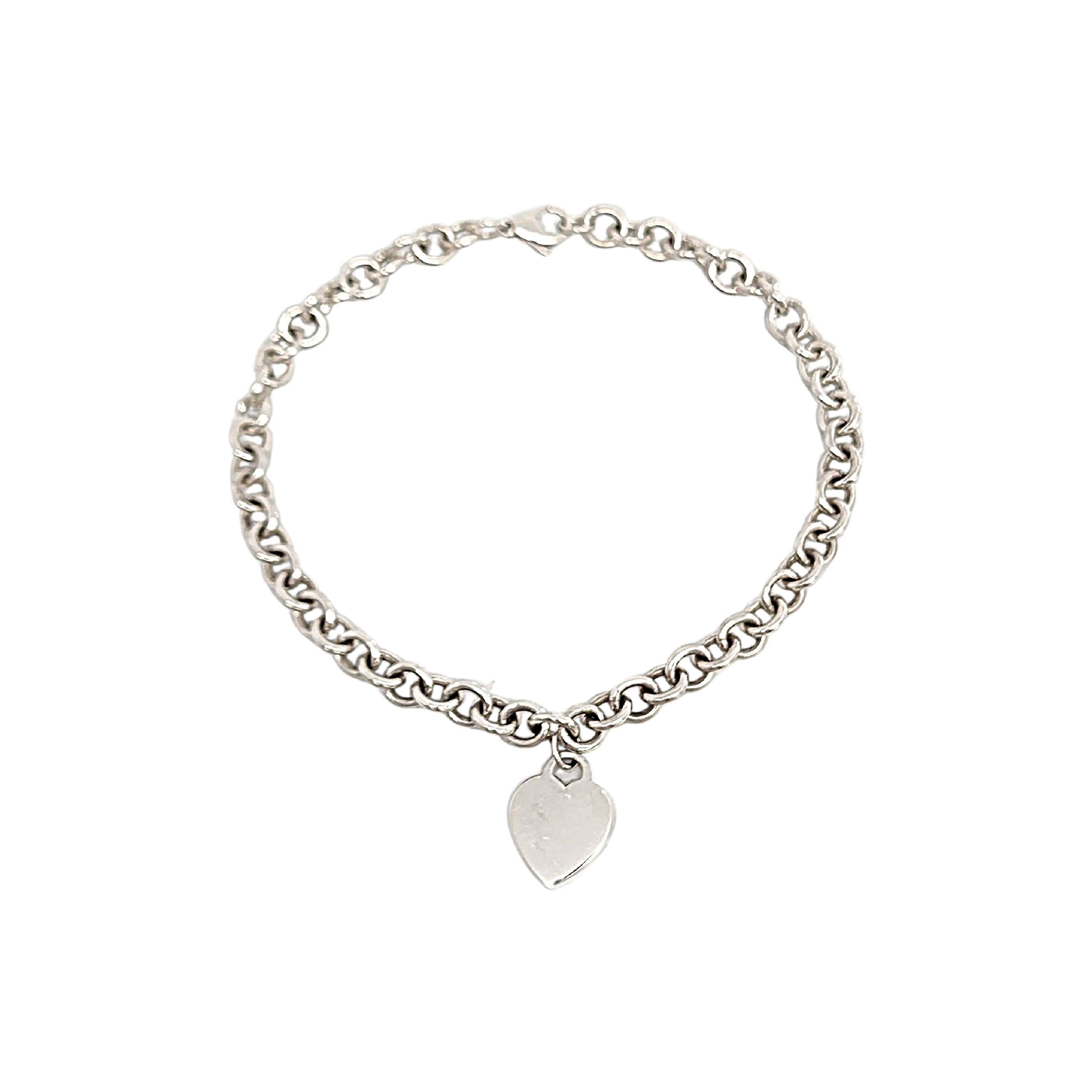 Tiffany & Co Sterling Silver Rolo Necklace with Heart Tag 5