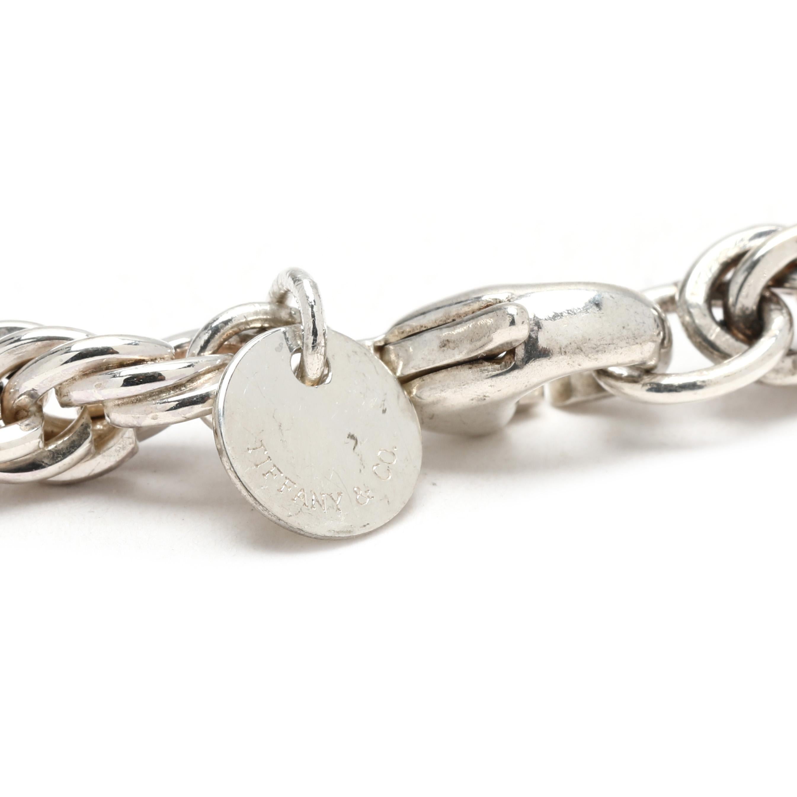 Women's or Men's Tiffany & Co Sterling Silver Rope Chain, Length 24 Inches For Sale