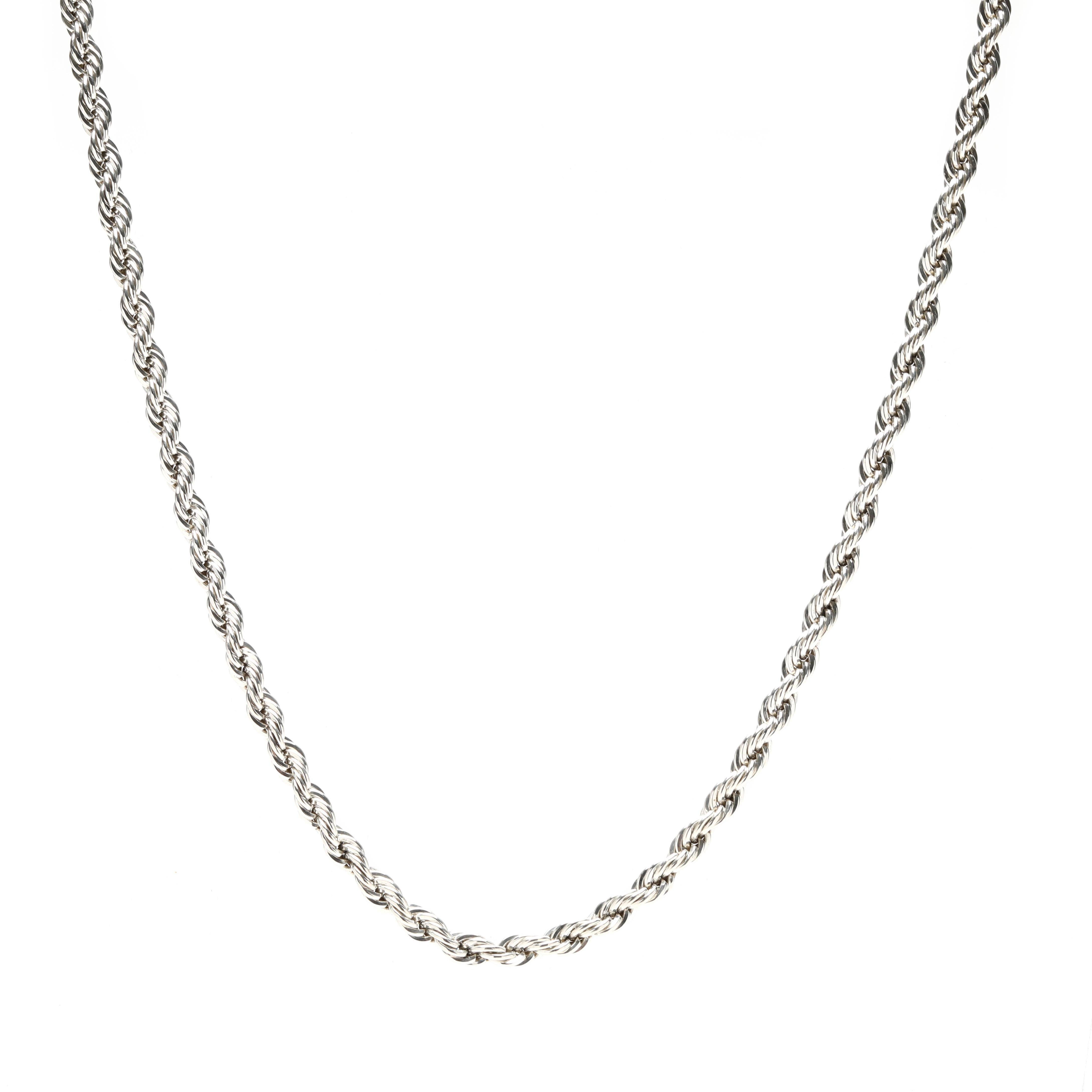 Tiffany & Co Sterling Silver Rope Chain, Length 24 Inches For Sale