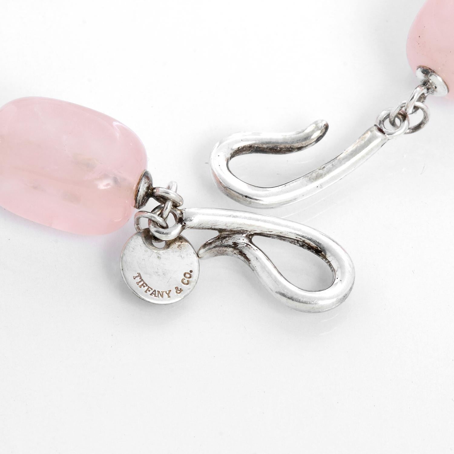 Tiffany & Co. Collier à maillons tourbillonnants en argent sterling et quartz rose Pour femmes en vente