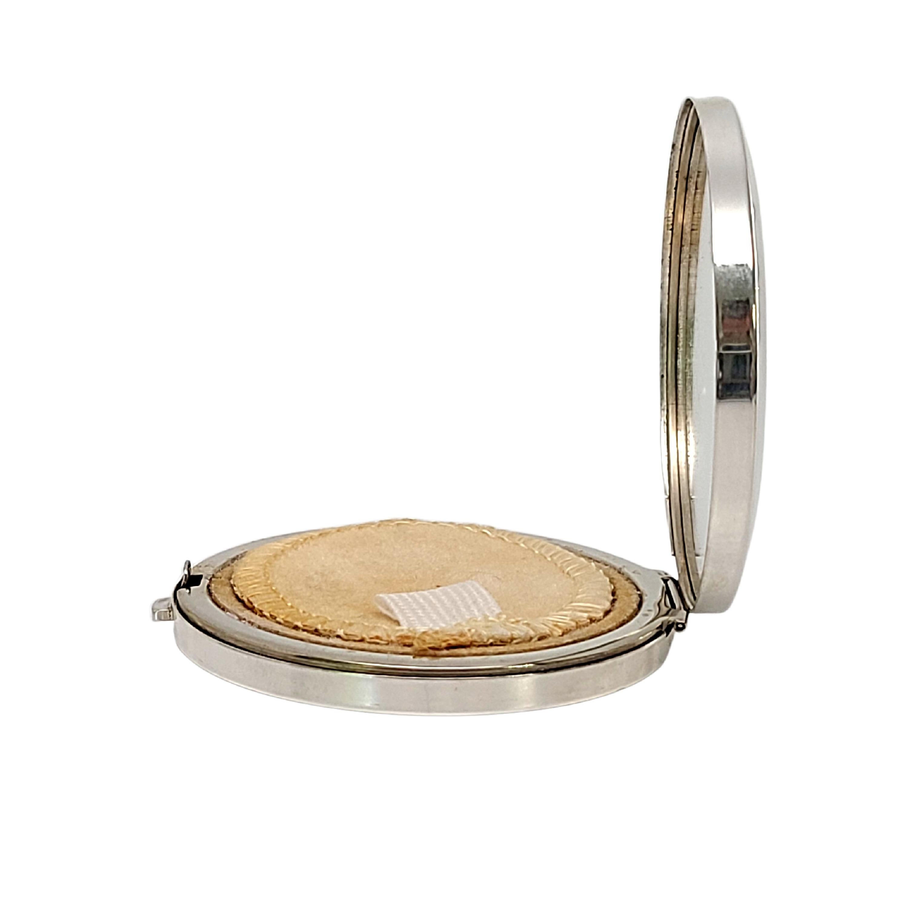 Tiffany & Co Sterling Silver Round Mirror Compact In Good Condition In Washington Depot, CT