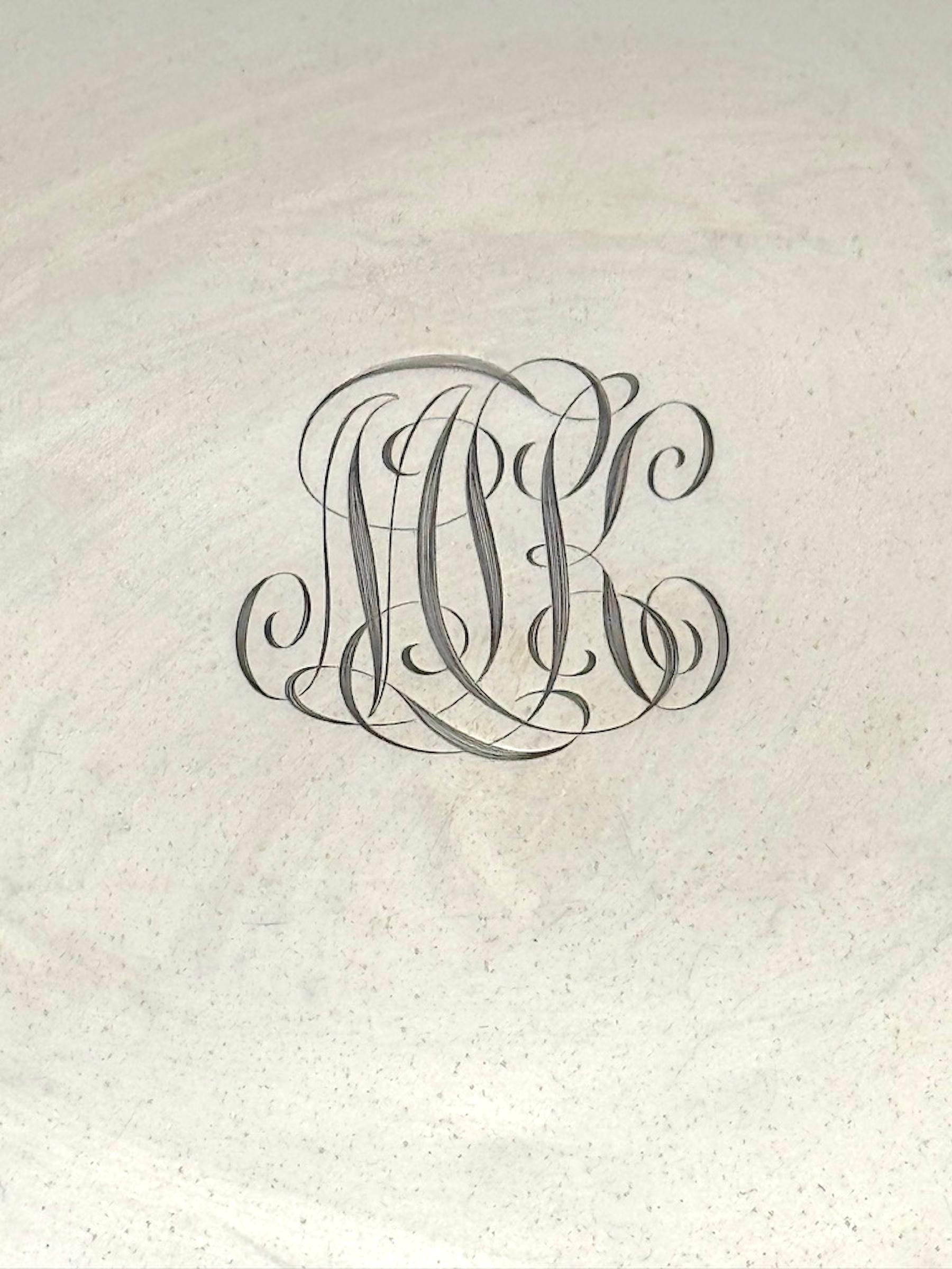 Tiffany & Co. Sterling Silver Scalloped Round Tray, Applied Rim, 10.25 Inches For Sale 2