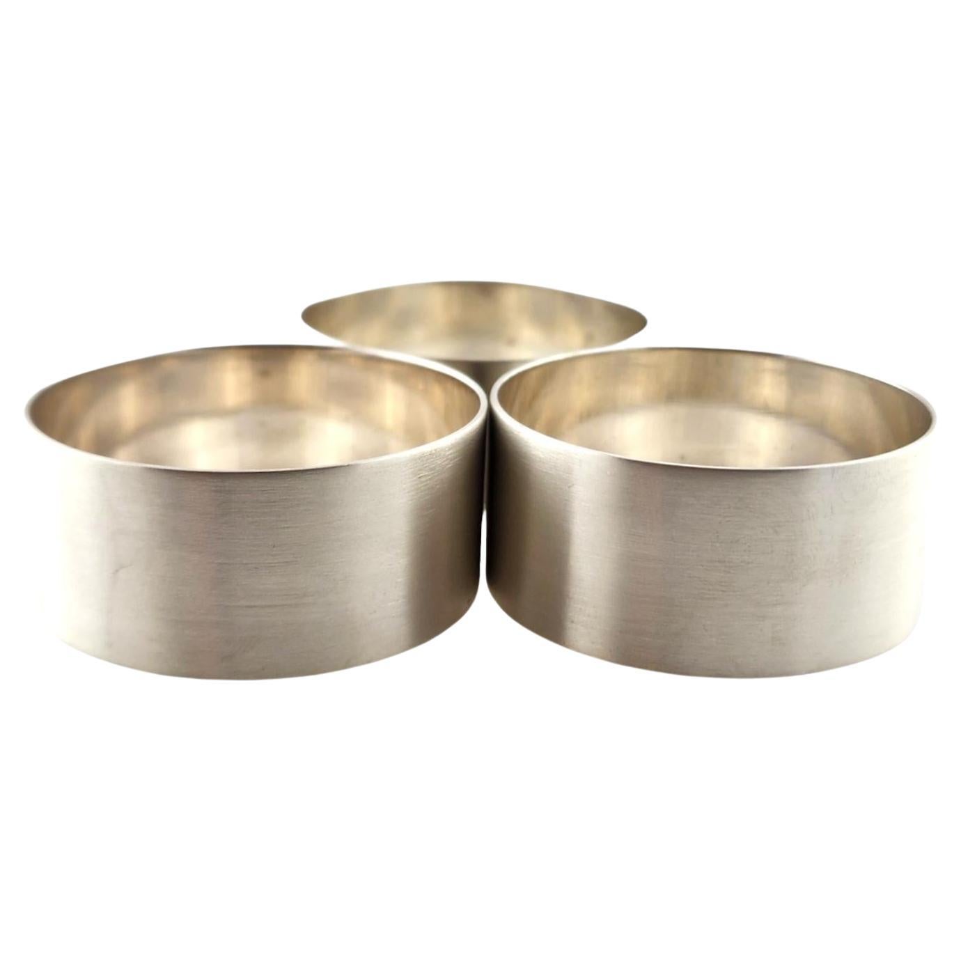 Tiffany & Co Sterling Silver Set of 3 Napkin Rings Satin Finish #18357