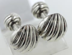 Tiffany & Co., Sterling Silver Shell Barbell Cufflinks