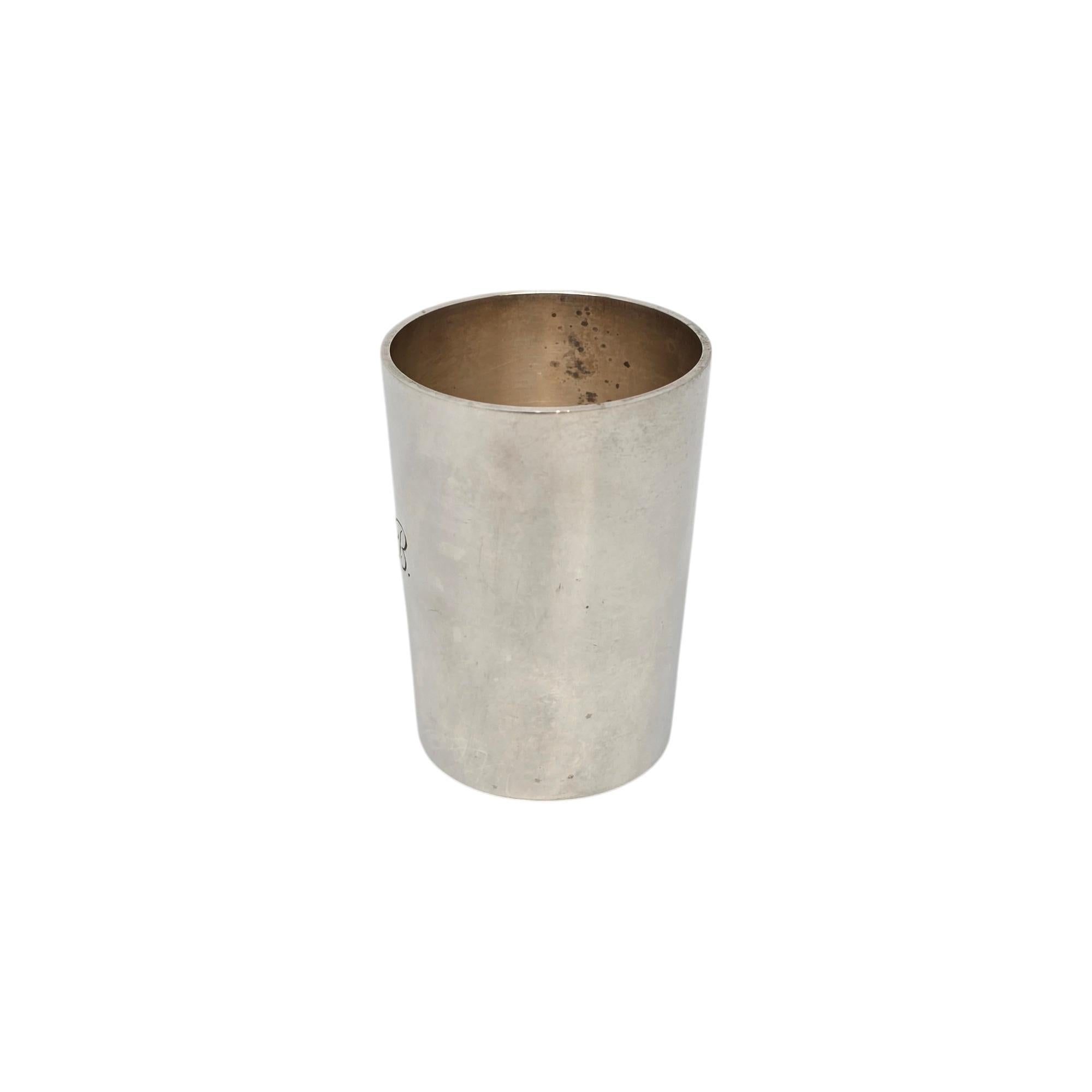 Tiffany & Co Sterling Silver Shot/Cordial Cup w/Monogram #20811 In Good Condition In Washington Depot, CT