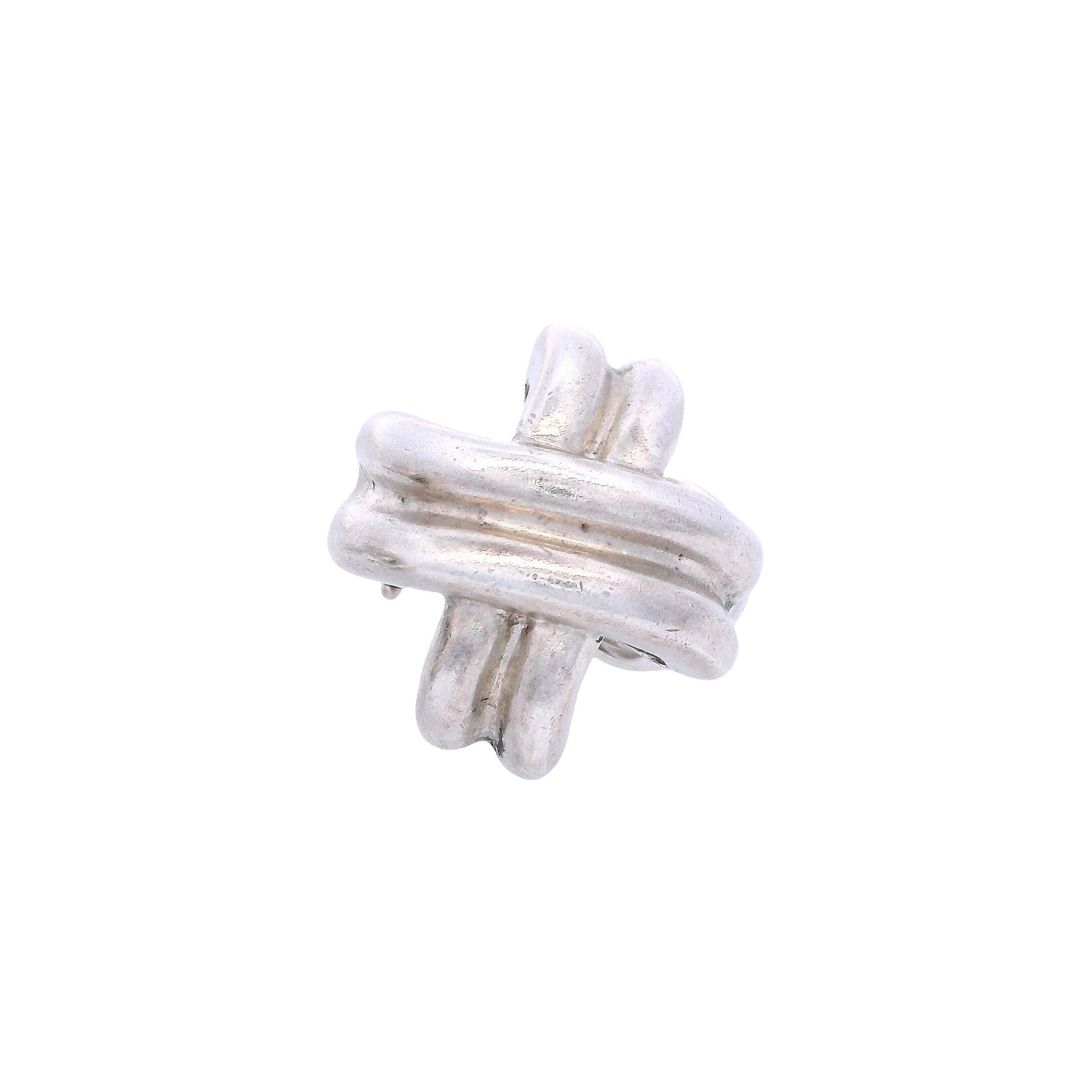 Tiffany & Co. Orecchini a clip in argento Sterling Signature X in vendita 1