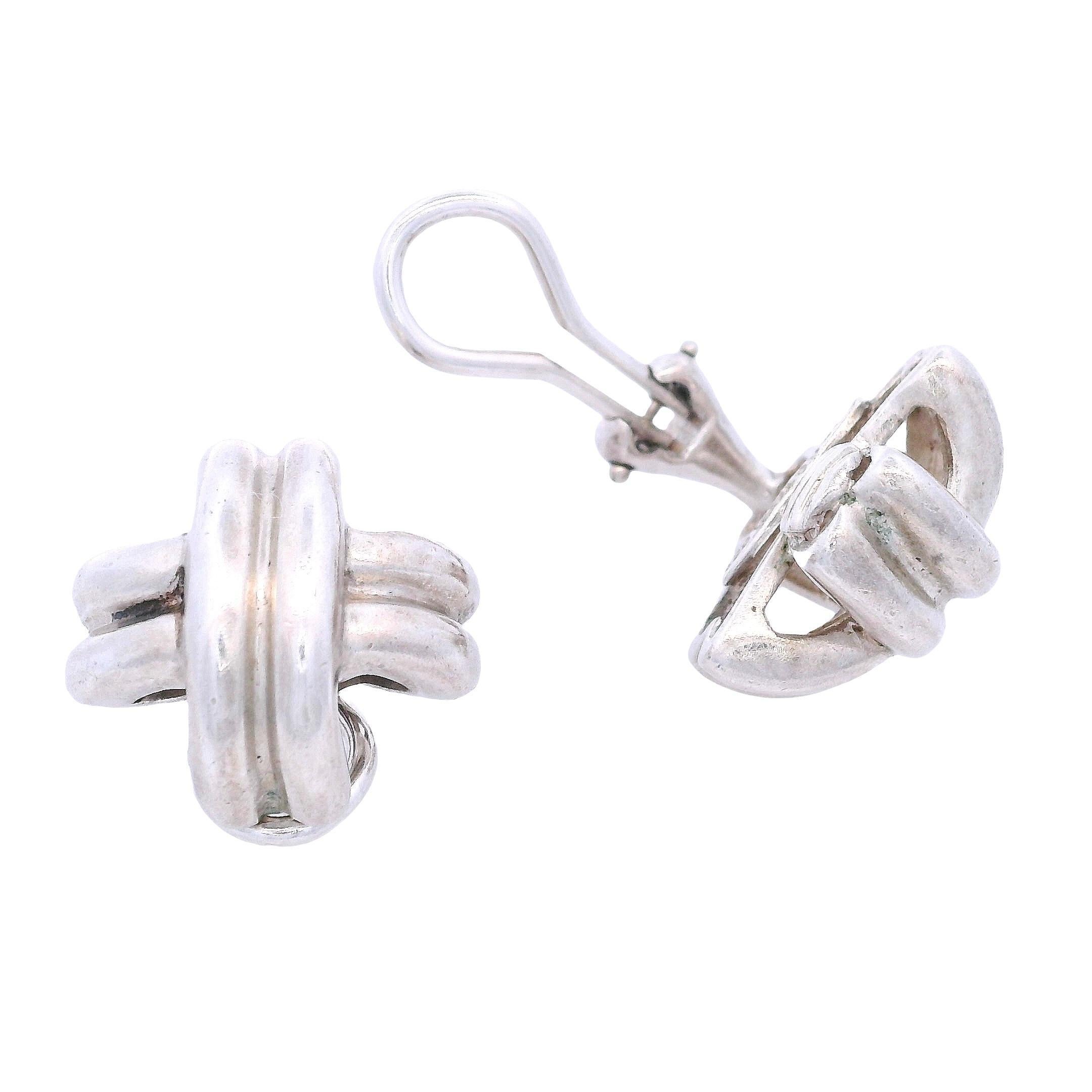 Tiffany & Co. Orecchini a clip in argento Sterling Signature X in vendita 4
