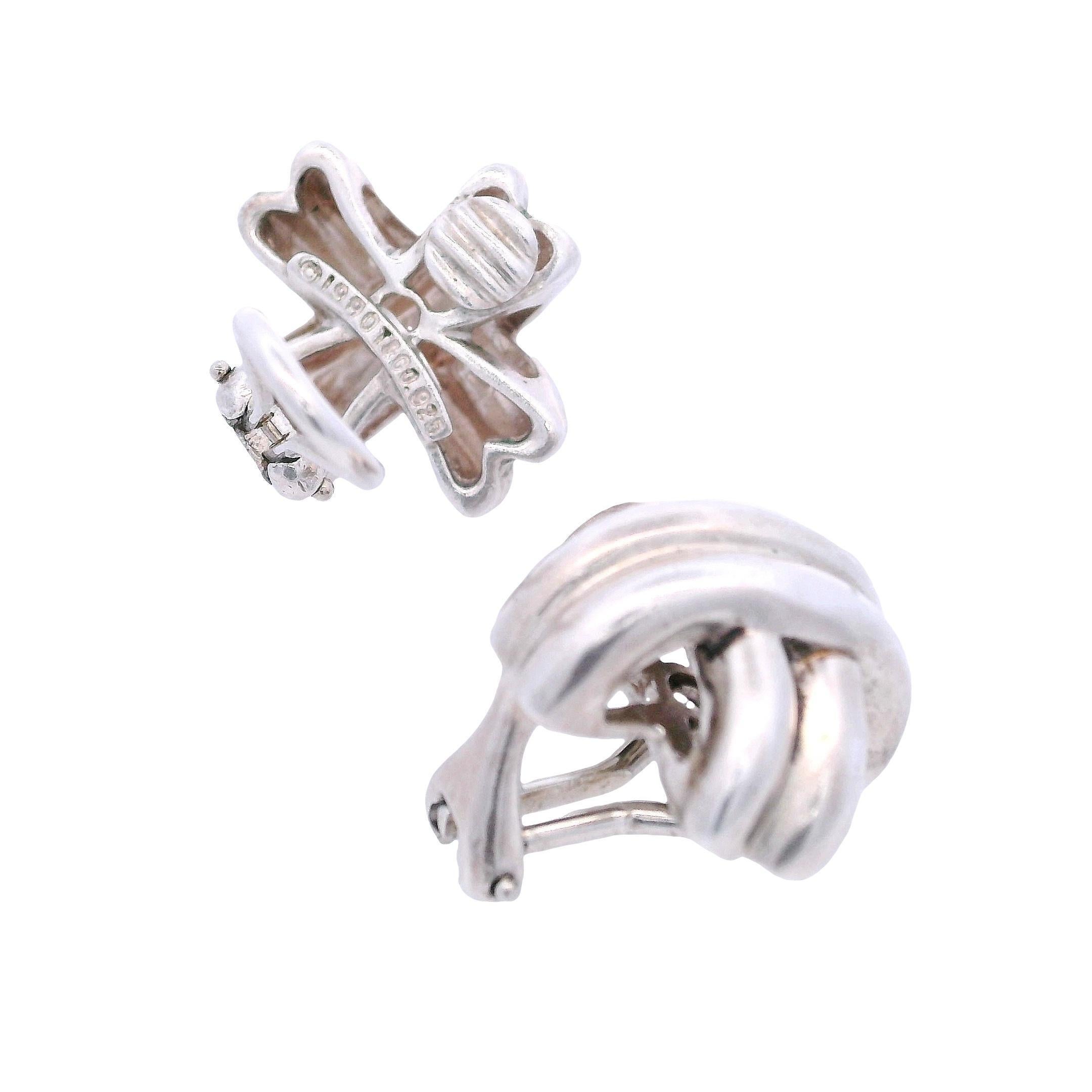 Tiffany & Co. Orecchini a clip in argento Sterling Signature X in vendita 5