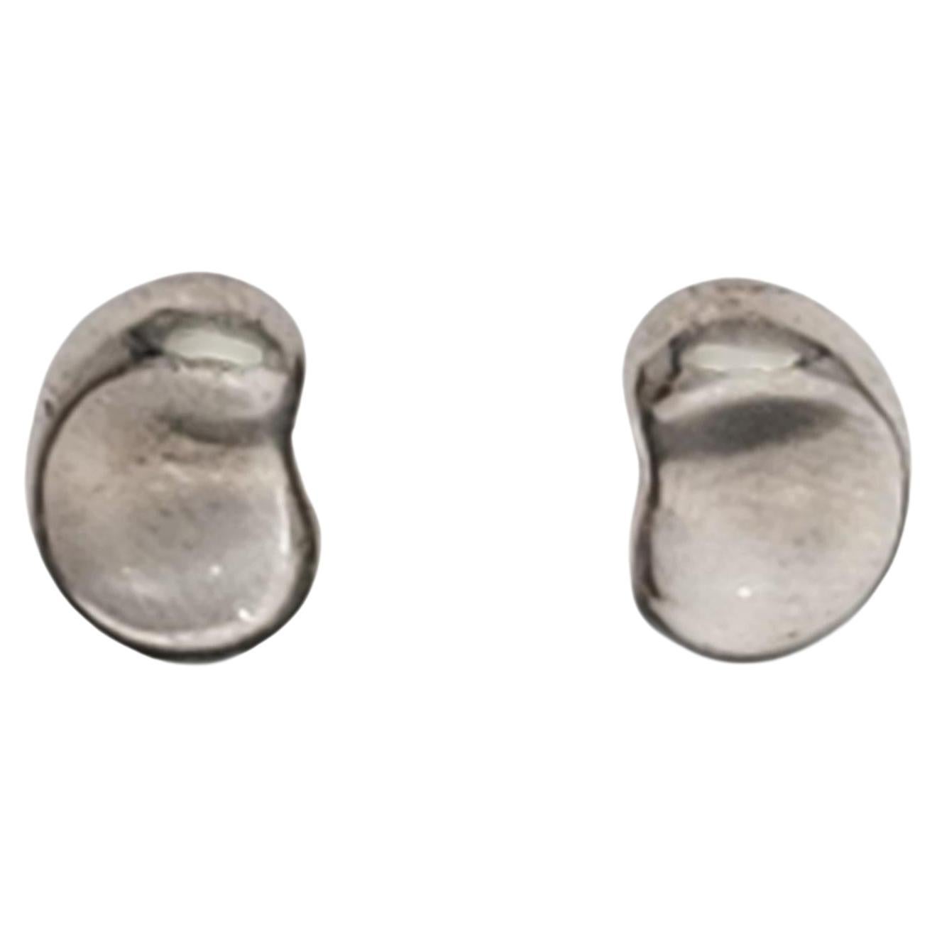 Tiffany & Co Sterling Silver Small Bean Stud Earrings #16405