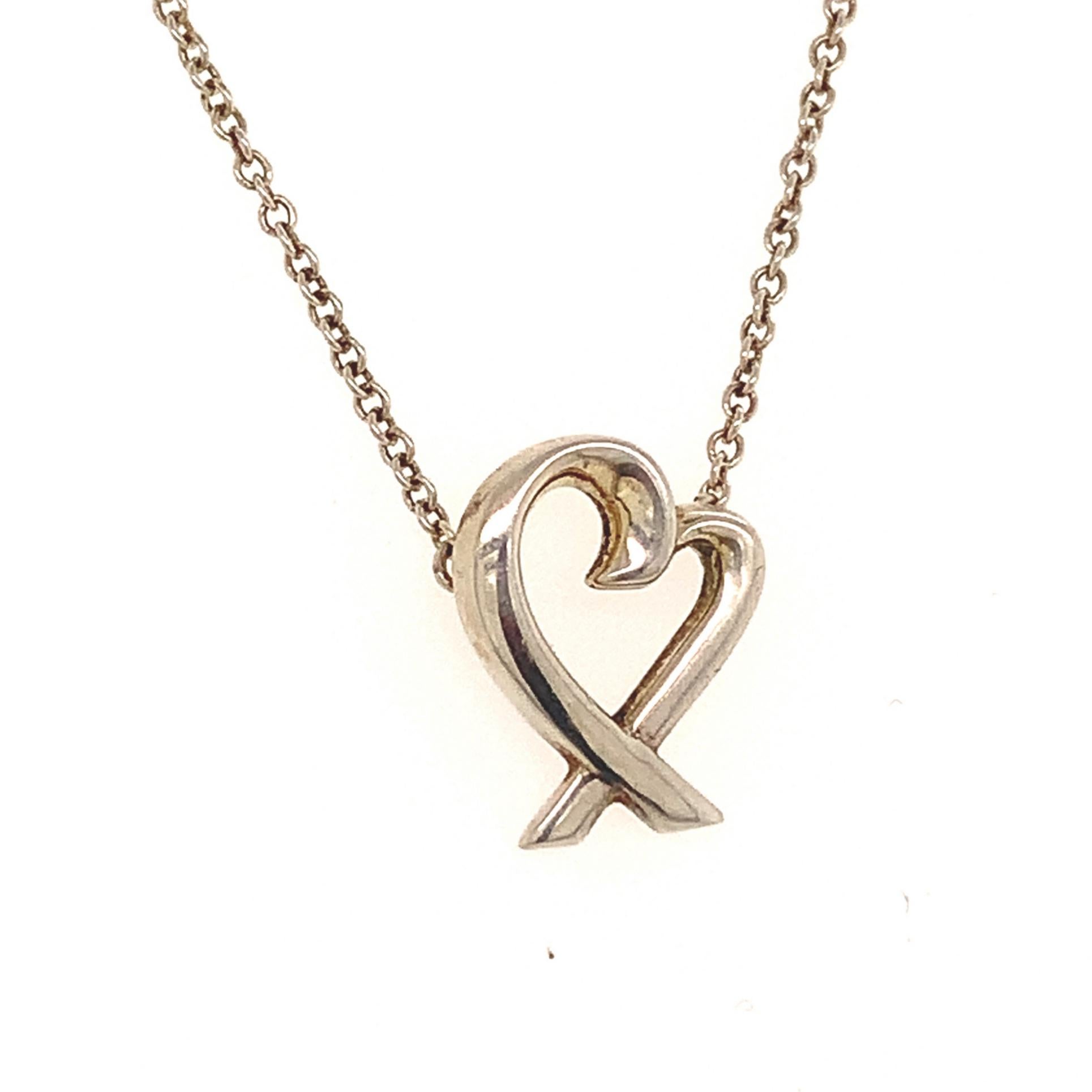 Tiffany & Co Sterling Silver Small Heart Pendant Necklace 16