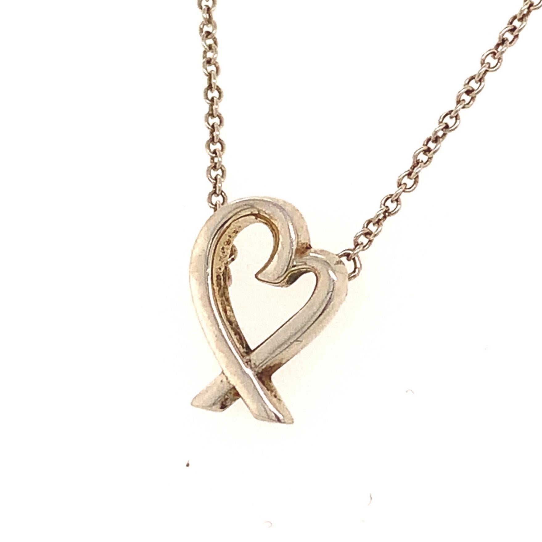 Tiffany & Co Estate Sterling Silver Small Heart Pendant Necklace 16