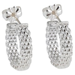 Tiffany & Co. Sterling Silver Small Somerset Mesh Hoop Earrings