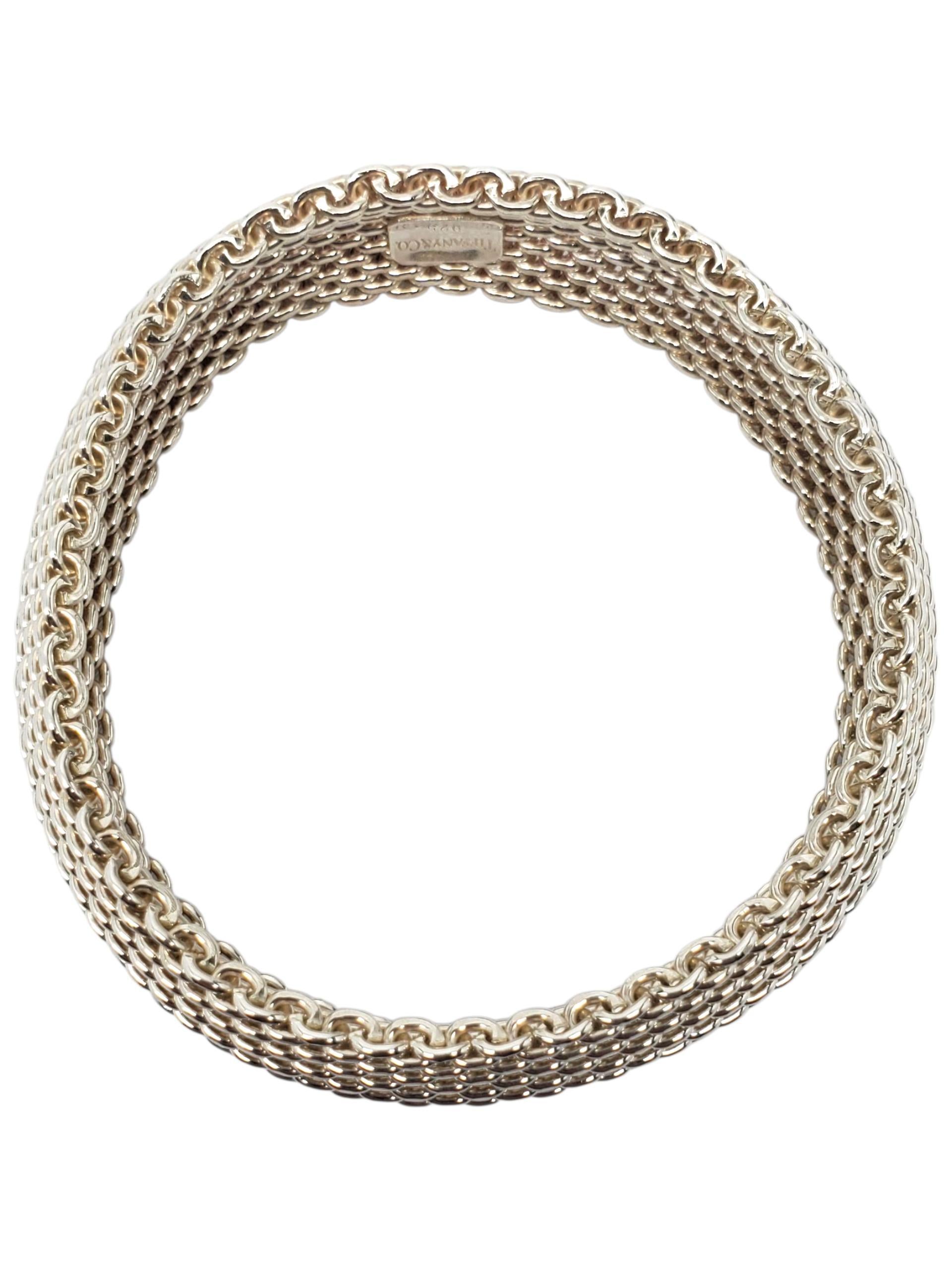 Tiffany & Co. Bracciale a maglie intrecciate Somerset Bangle in argento Sterling #22611 In condizioni buone in vendita a Washington Depot, CT