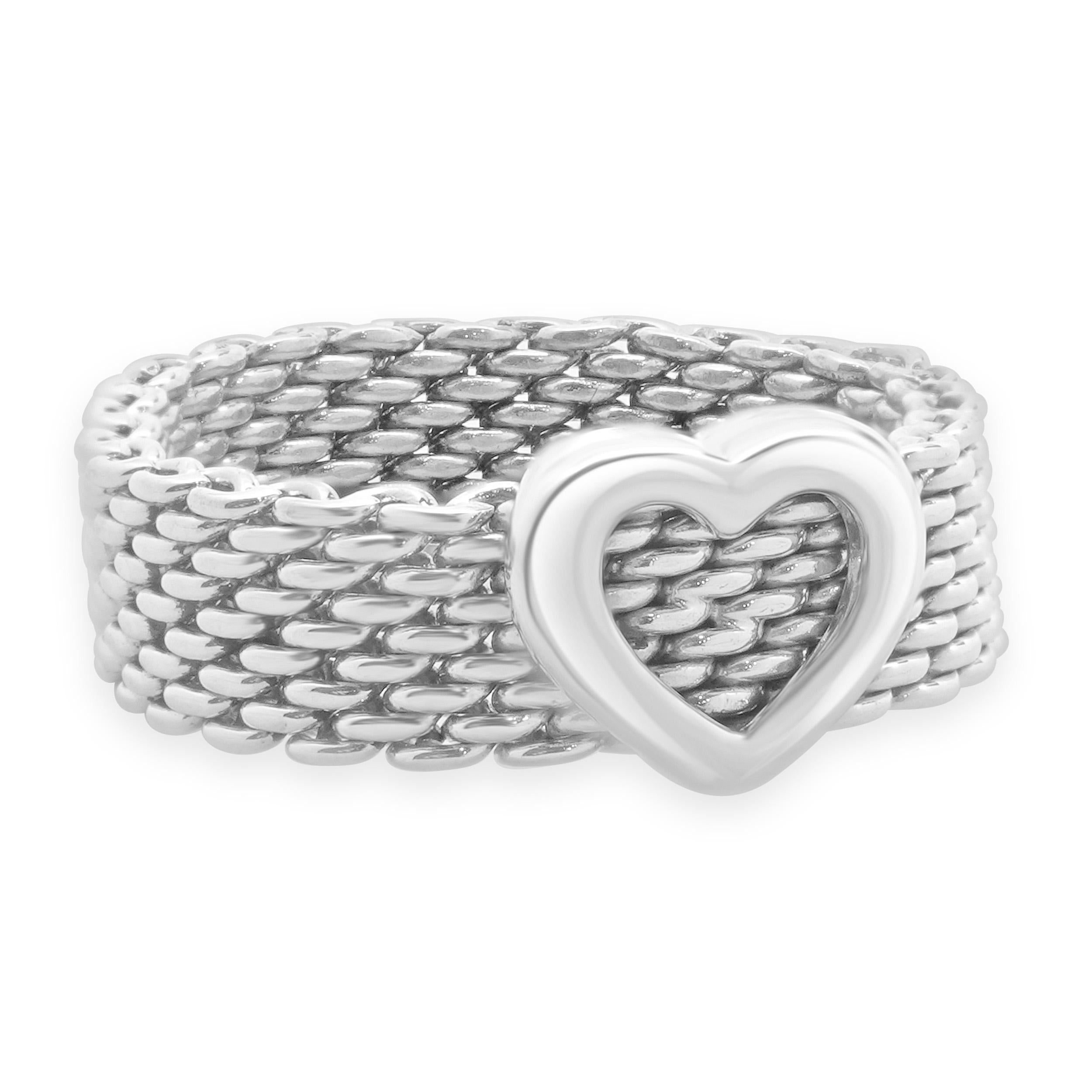 Women's Tiffany & Co. Sterling Silver Somerset Heart Mesh Ring