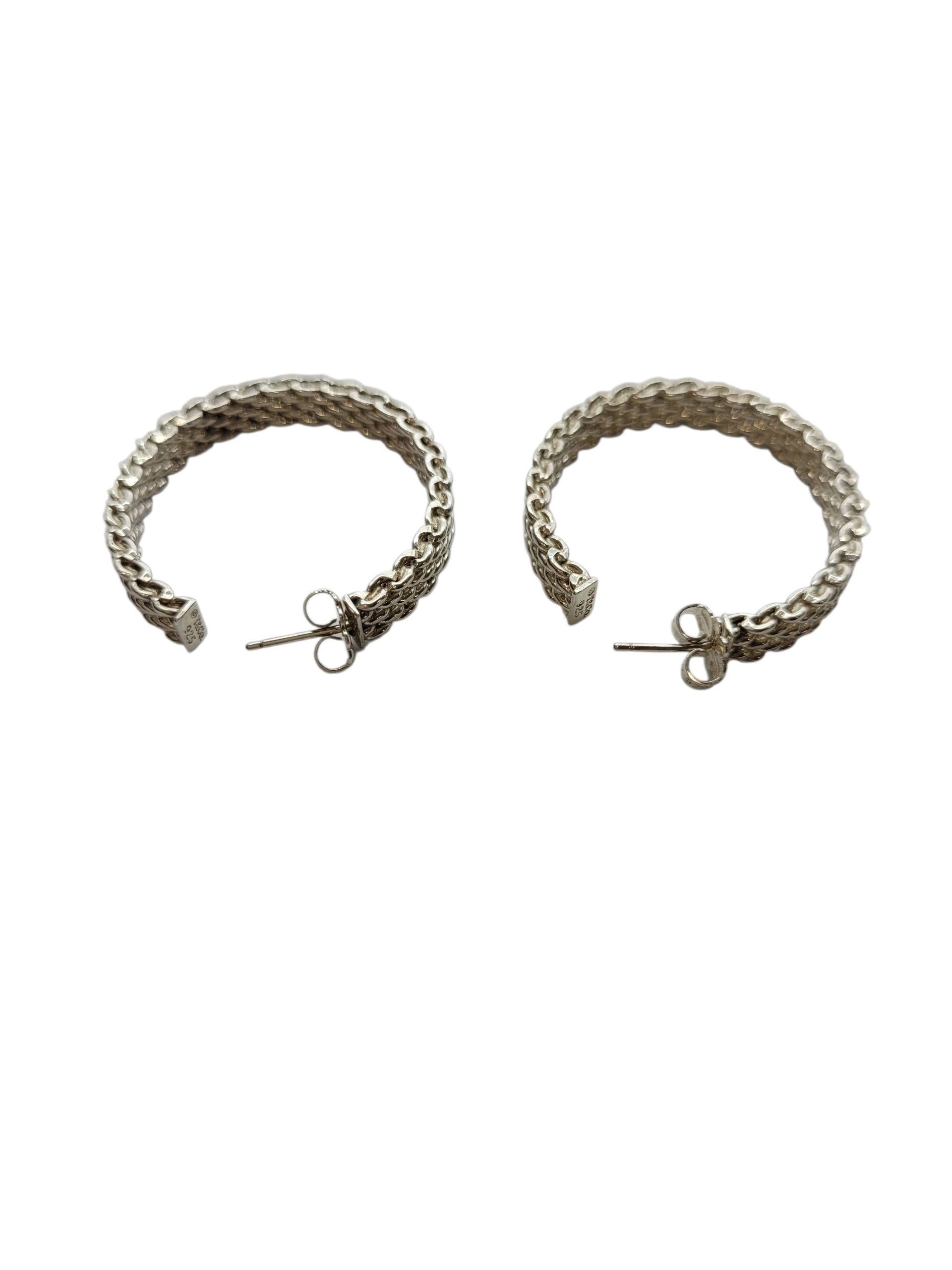 Donna Tiffany & Co. Orecchini a cerchio grandi Somerset in argento Sterling #23949 in vendita