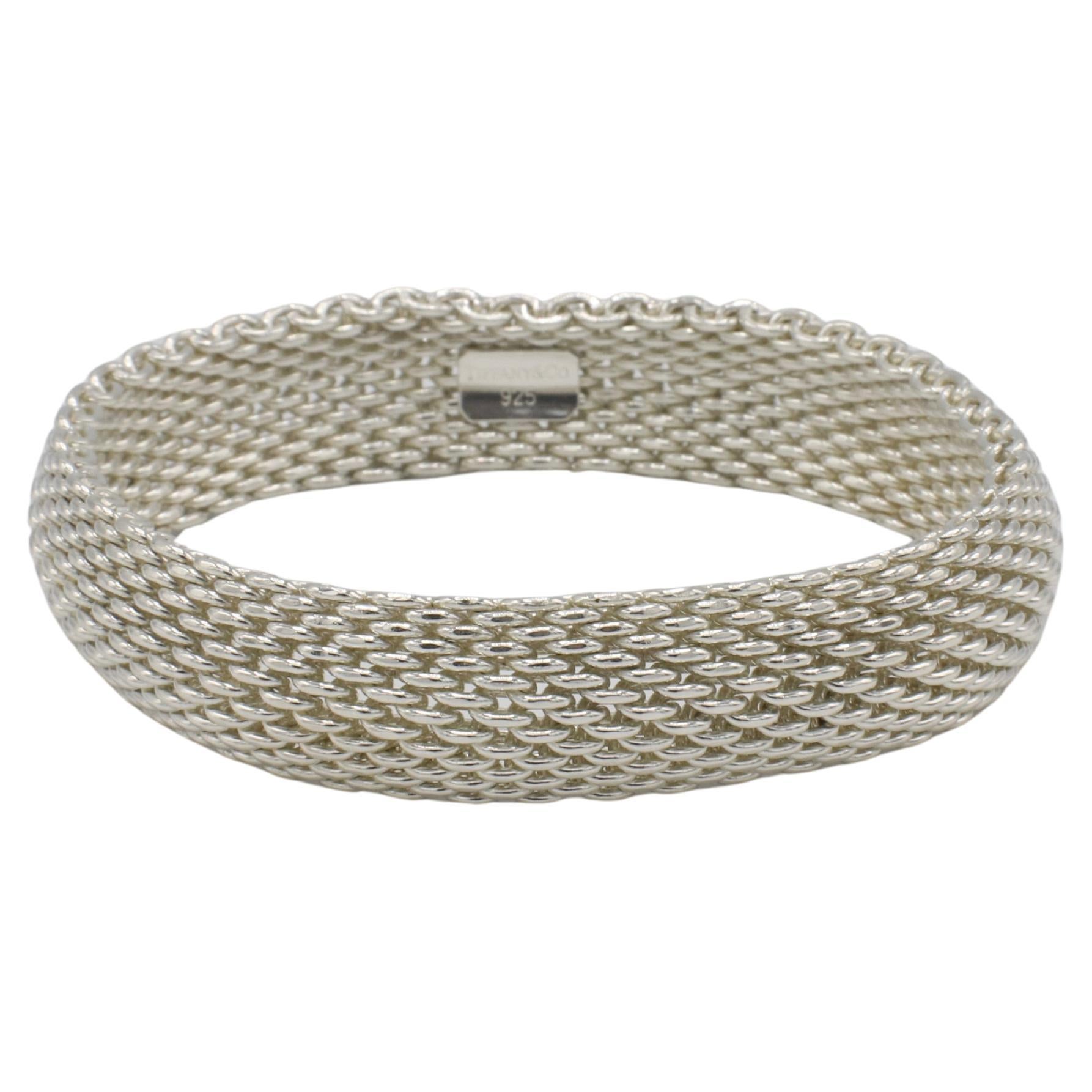 Tiffany & Co. Sterling Silver Somerset Mesh Bangle Bracelet