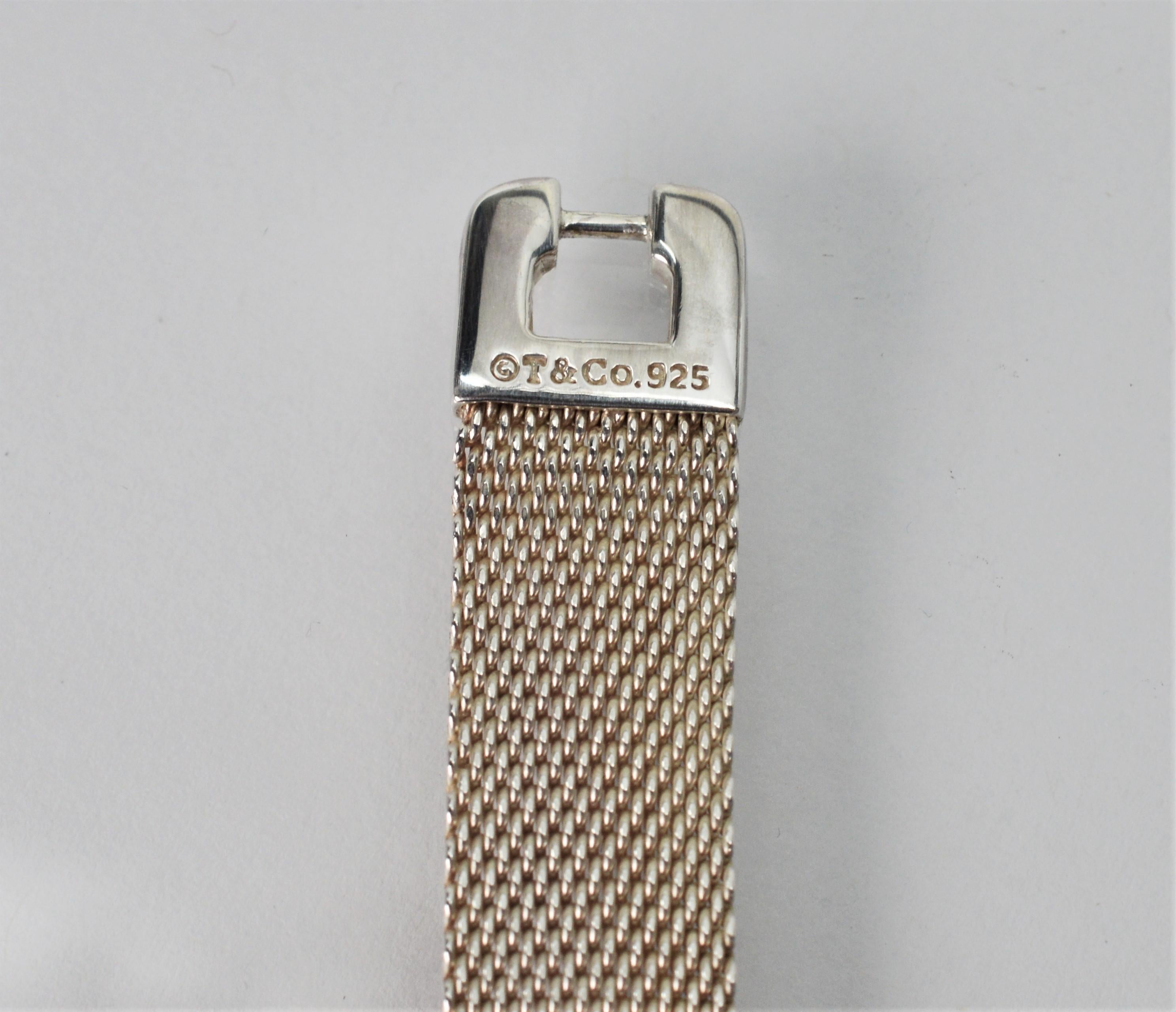 Women's Tiffany & Co. Sterling Silver Somerset Mesh Bracelet w Buckle & Ring w Diamonds