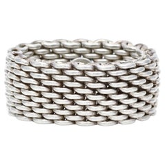 Tiffany & Co. Sterling Silver Somerset Mesh Flat Band Ring