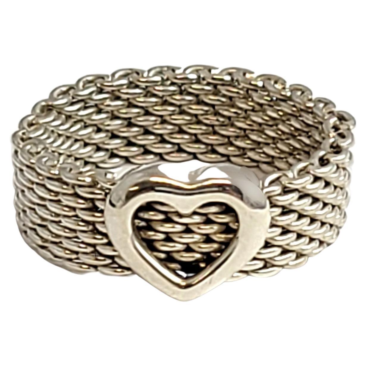 Tiffany & Co. Sterling Silver Somerset Mesh Heart Ring