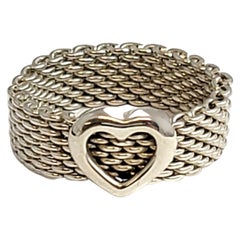 Vintage Tiffany & Co. Sterling Silver Somerset Mesh Heart Ring