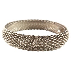 Tiffany & Co Sterling Silver Somerset Mesh Weave Bangle Bracelet #19262